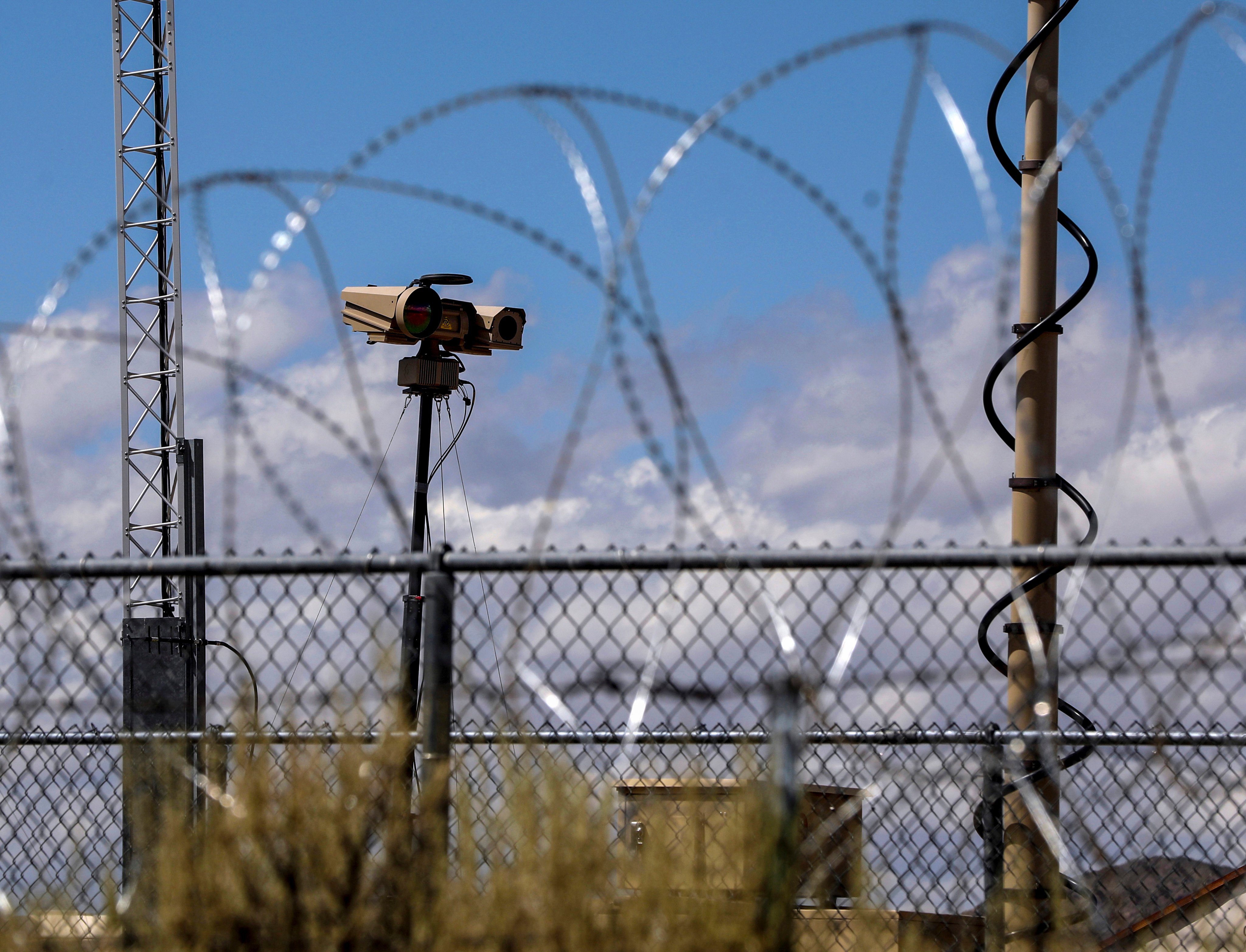 Razor wire and security cameras at the entrance to Area 51 in Nevada. Photo: Reuters