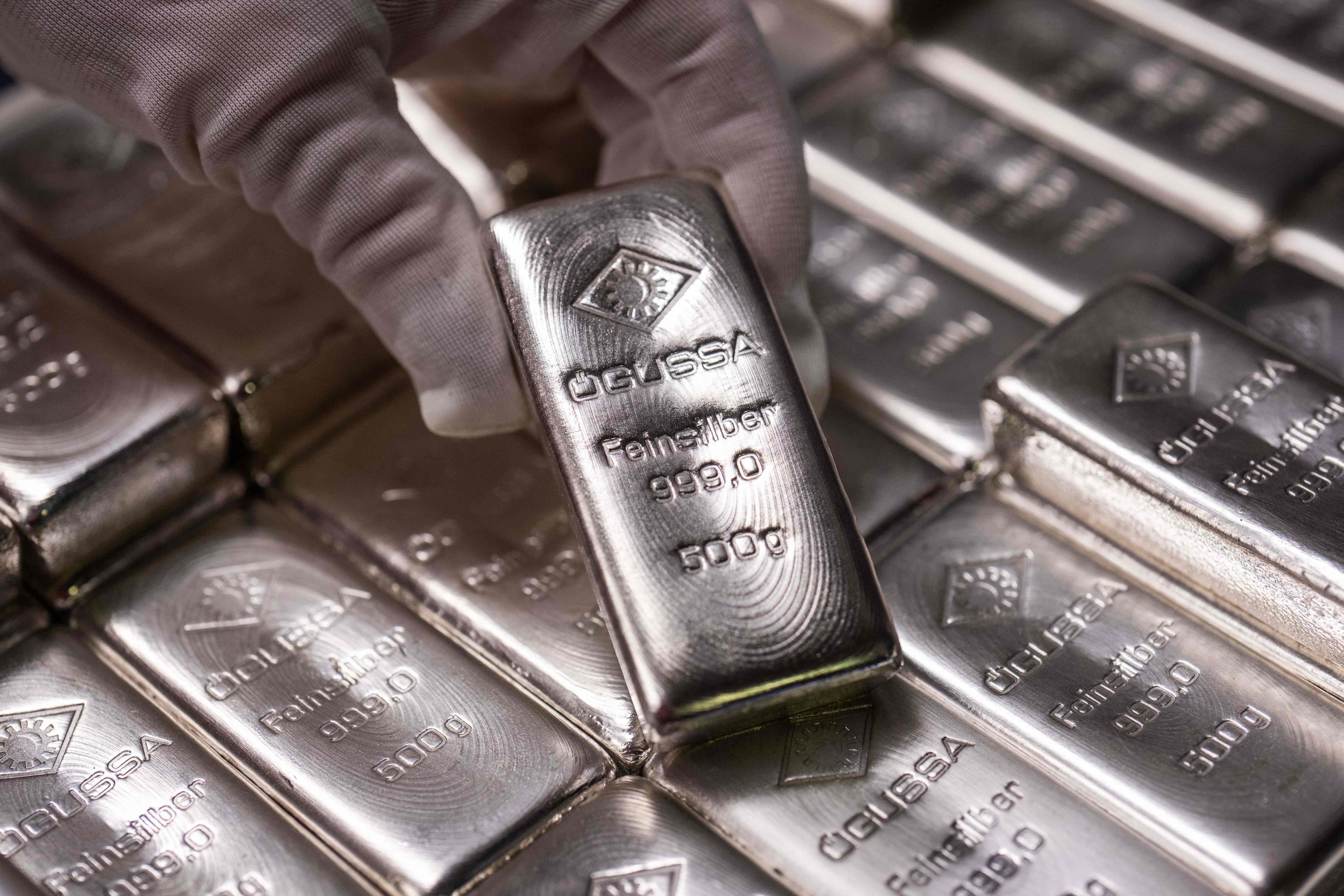 Silver bars weighing 500 grams are displayed at the Austrian Gold and Silver Refinery in Vienna on February 3, 2026. Photo: AFP