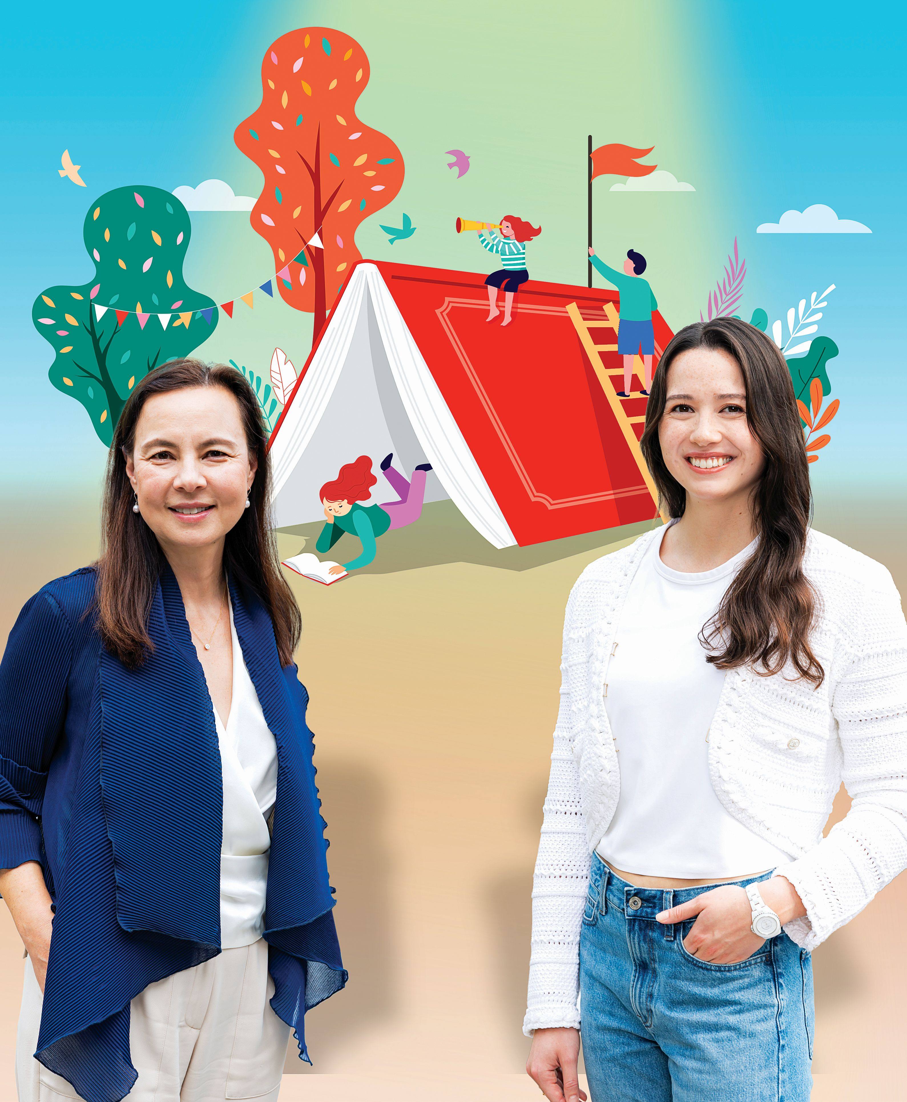 Joanna Hotung (left), director of the Hotung Mills Education Foundation, and Olympic swimmer Siobhan Haughey spoke to students about how reading can build human connections.
Photo: Handout