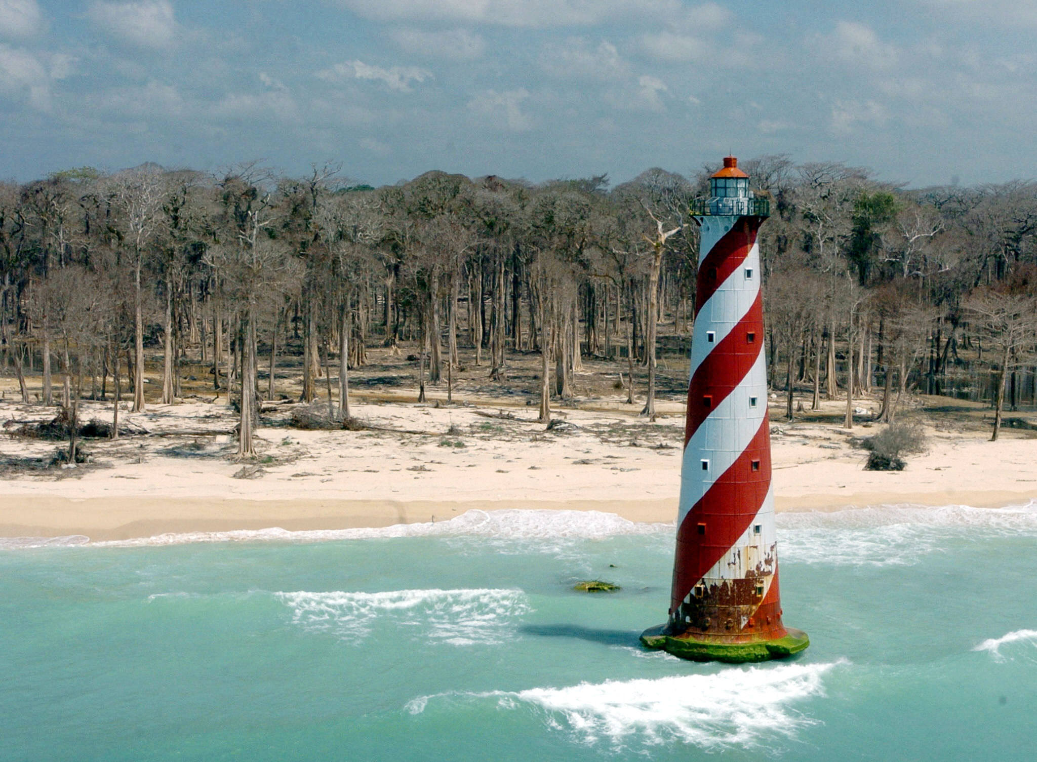 Indira Point Lighthouse on Great Nicobar island pictured in 2005 after the previous year’s devastating Indian Ocean tsunami. Photo: AFP