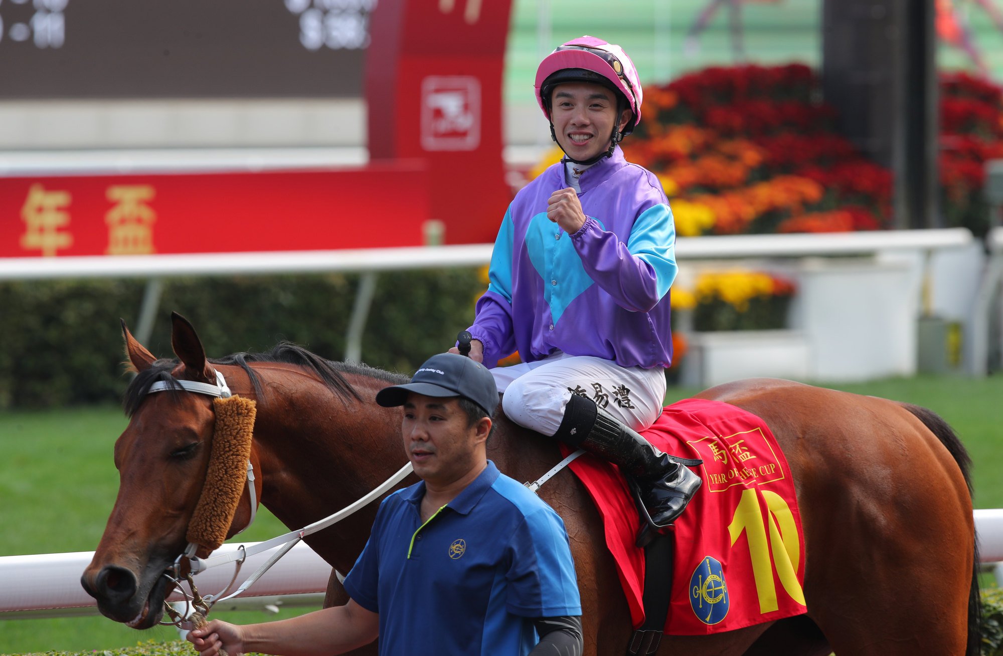 Angus Chung is all smiles after booting home Stunning Peach. Angus Chung is all smiles after booting home Stunning Peach.