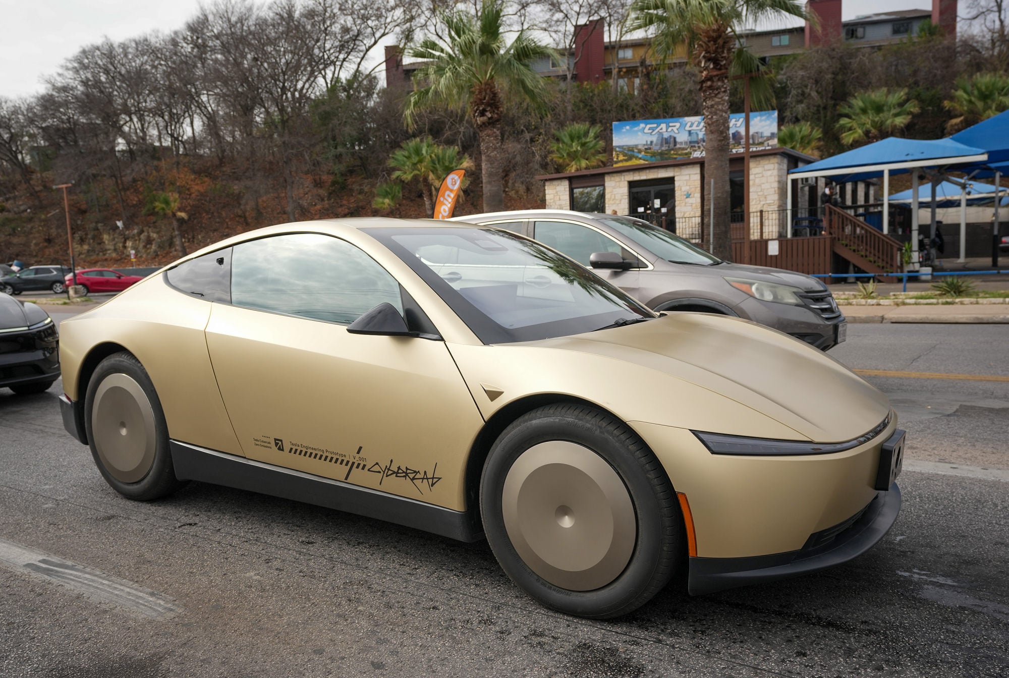 A Tesla Cybercab is tested on South Lamar Boulevard in Austin, Texas, last month. Photo: Austin American-Statesman via AP A Tesla Cybercab is tested on South Lamar Boulevard in Austin, Texas, last month. Photo: Austin American-Statesman via AP