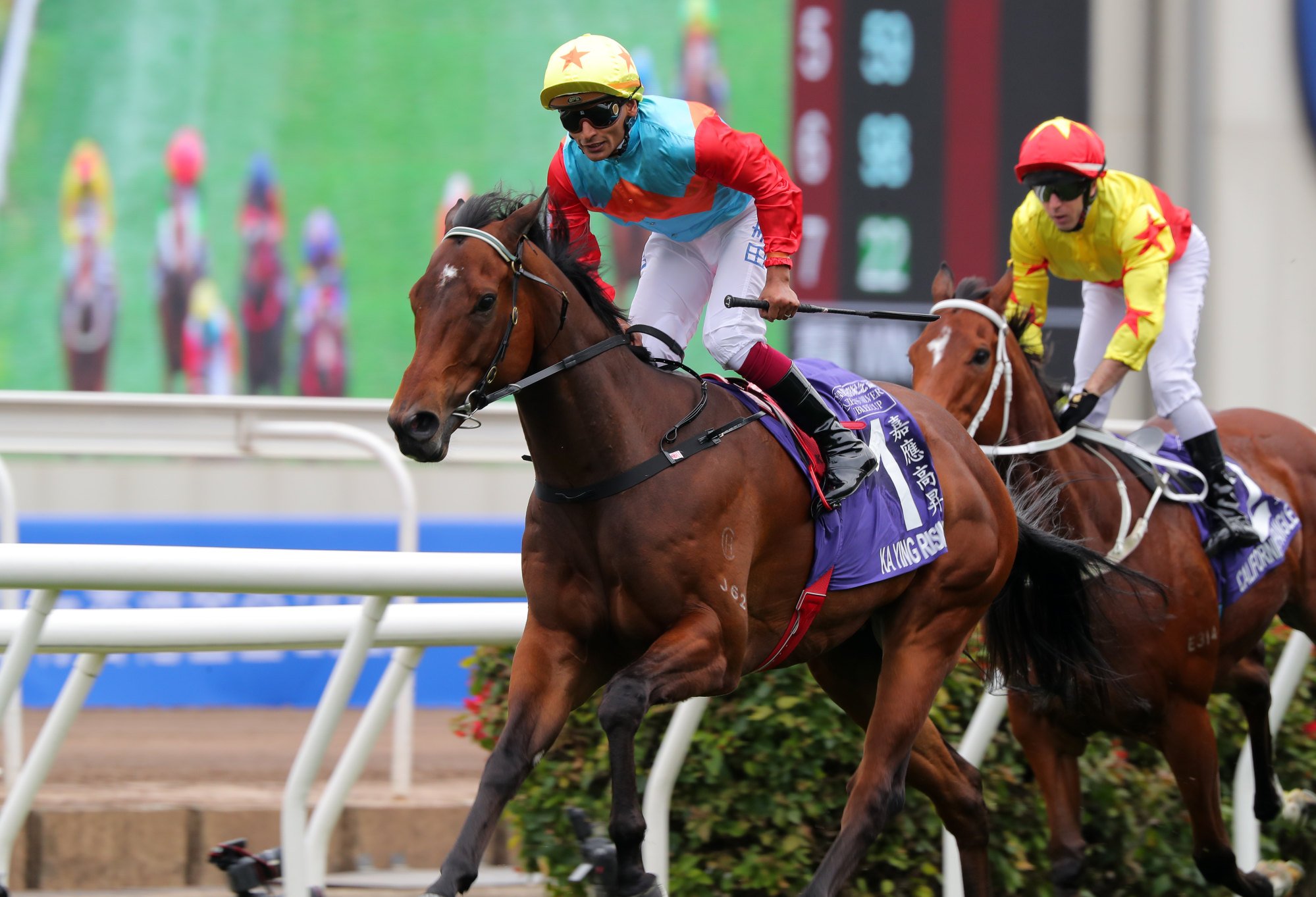 Ka Ying Rising wins last year’s Queen’s Silver Jubilee Cup under Karis Teetan. Ka Ying Rising wins last year’s Queen’s Silver Jubilee Cup under Karis Teetan.