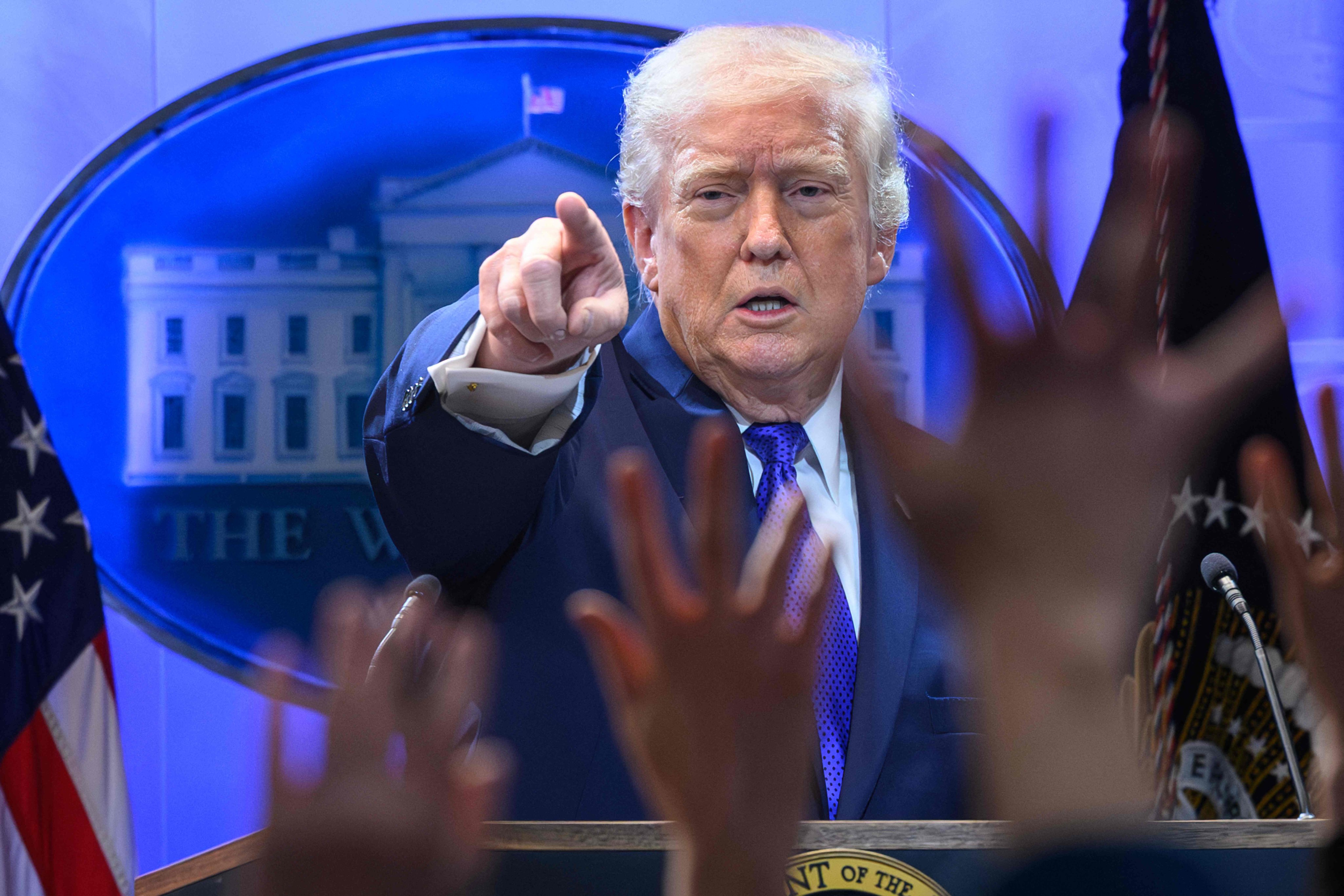 US President Donald Trump speaks during a press conference at the White House last week. The US Supreme Court struck down tariffs imposed by Trump under an emergency powers law. Photo: AFP