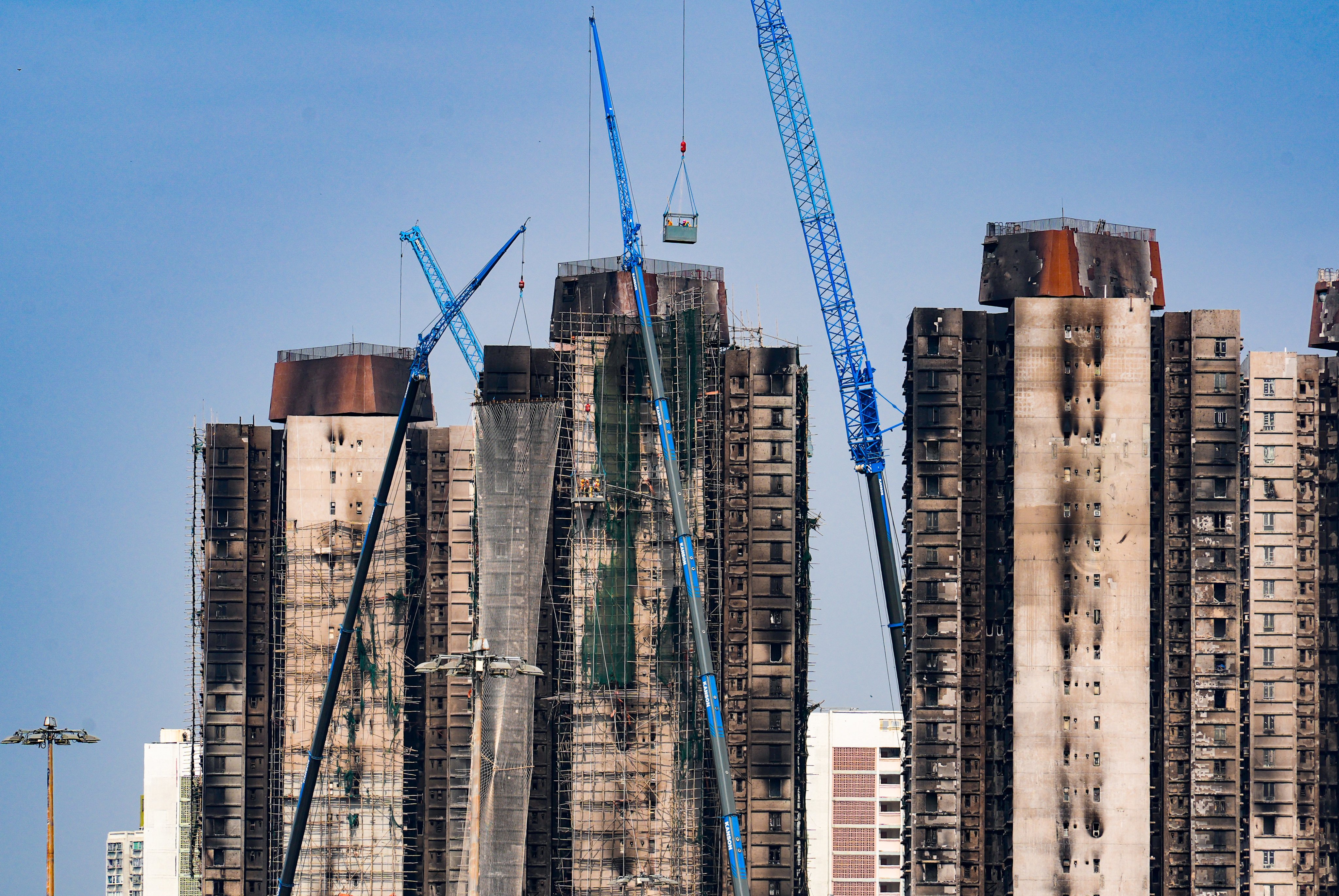 The fire-ravaged Wang Fuk Court in Tai Po on February 23. Photo: Eugene Lee