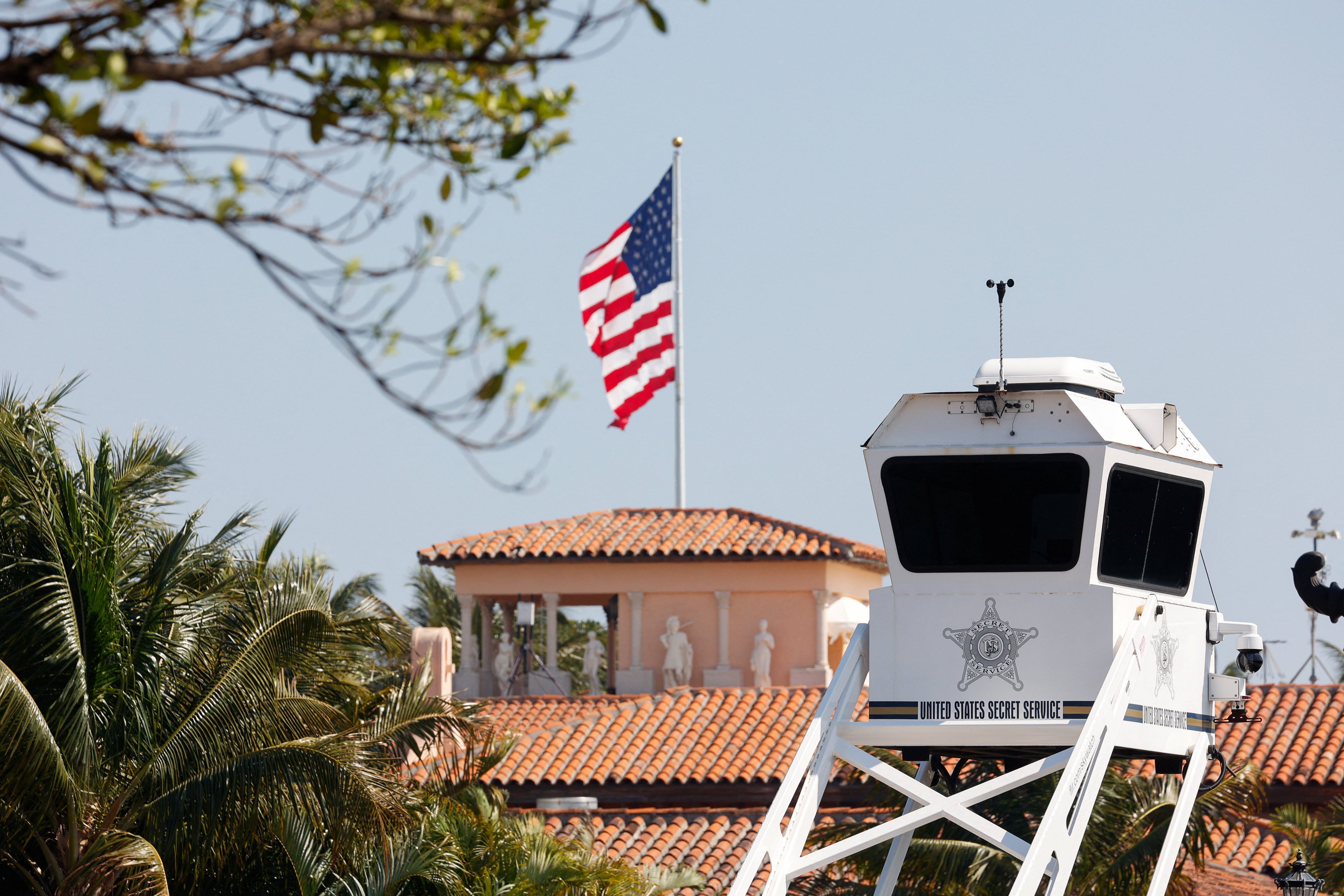 A US Secret Service security tower at President Donald Trump’s Mar-a-Lago resort. Photo: Reuters