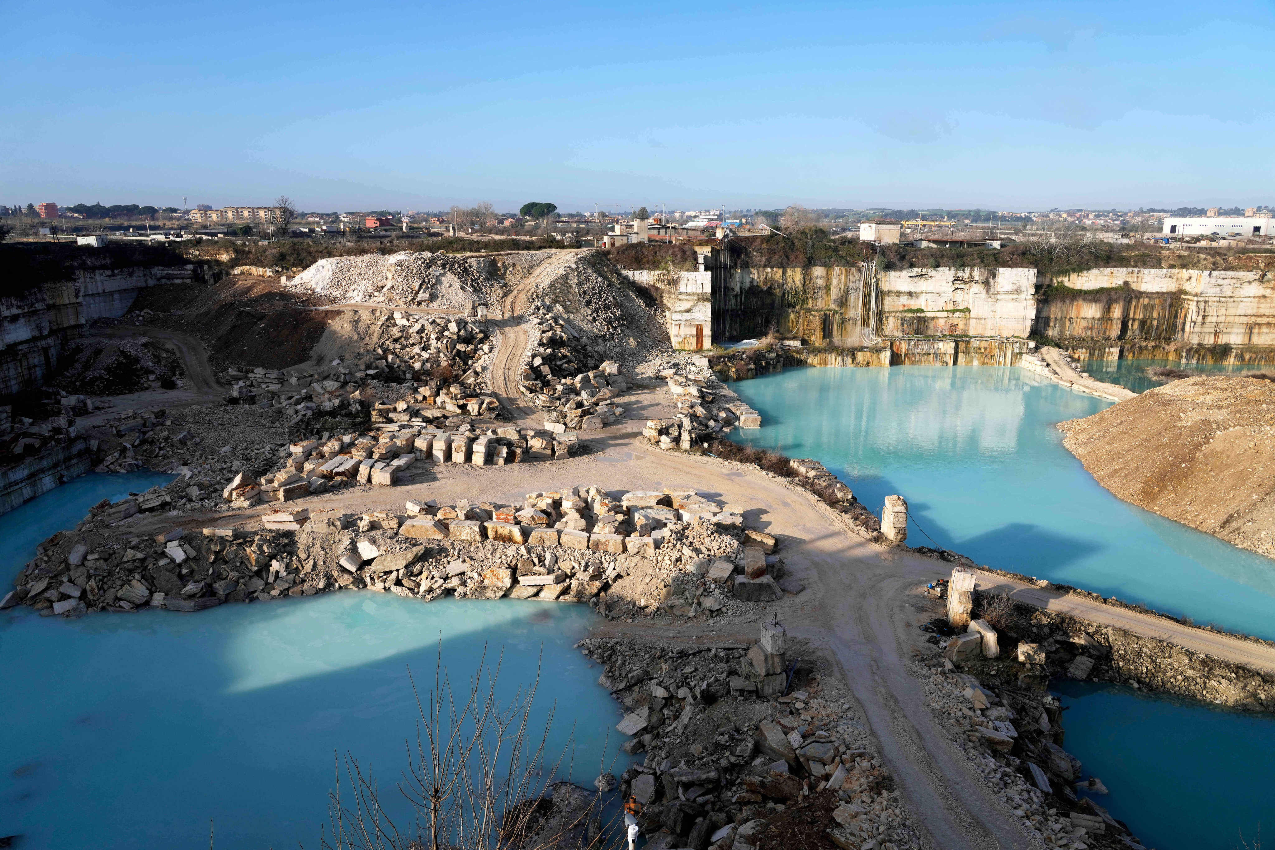Roman travertine, quarried in Tivoli, continues to shape global architecture, from ancient temples to modern banks and homes. Photo: AP