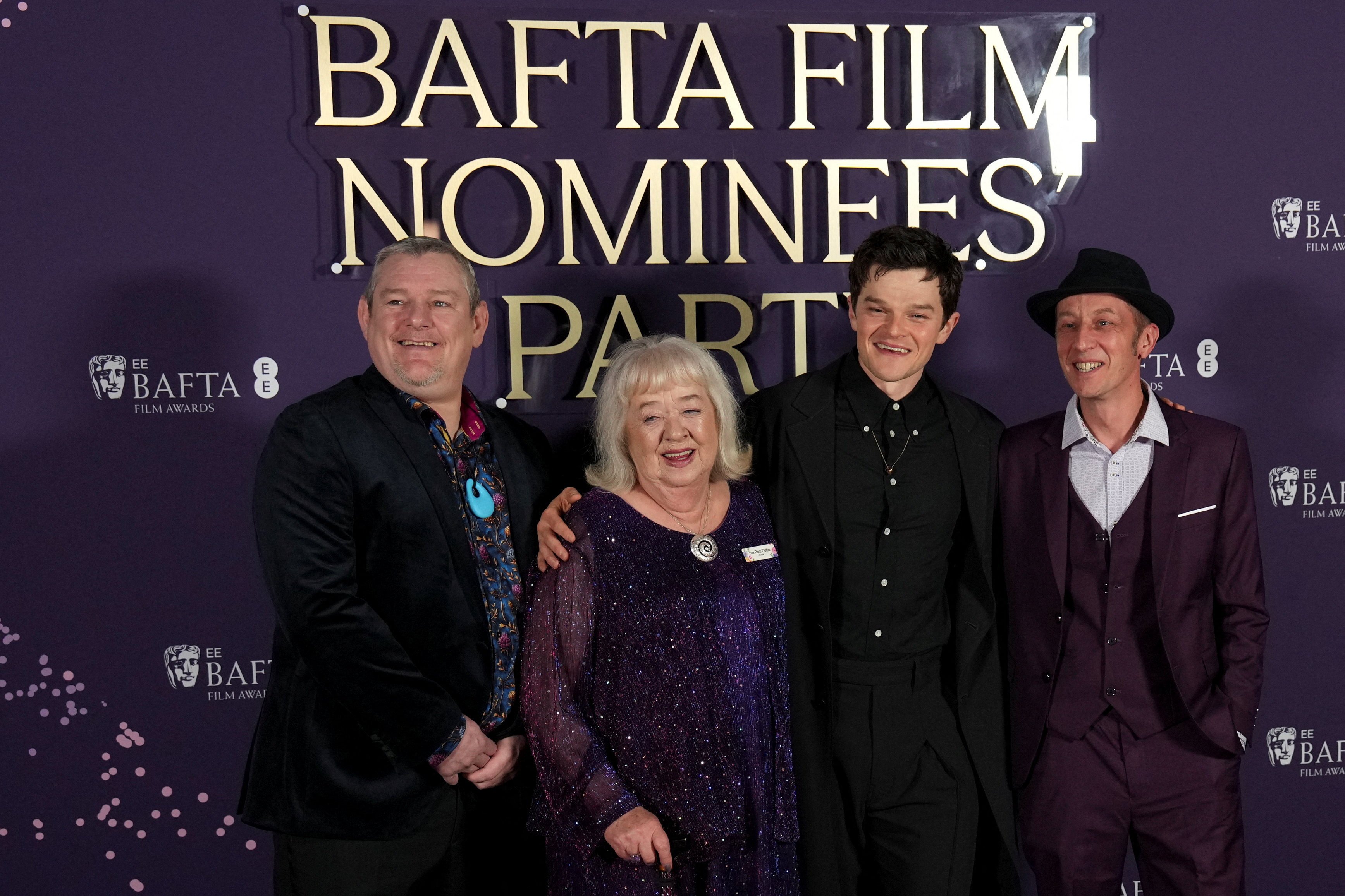 From left, John Davidson, Dottie Achenbach and Robert Aramayo at the Baftas nominees’ party in London, Britain on Saturday. Photo: Reuters