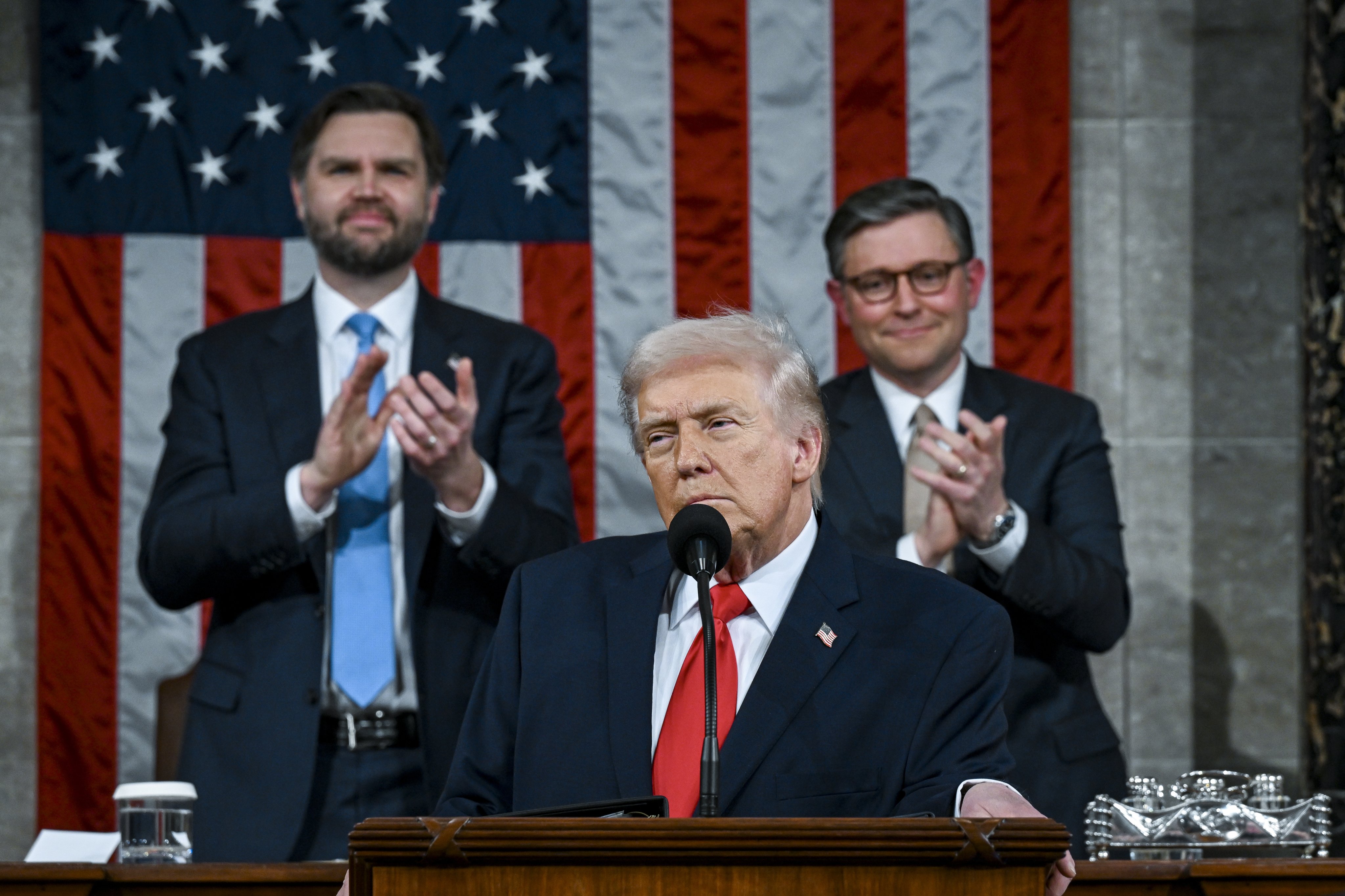 US President Donald Trump delivers the first State of the Union address of his second term to a joint session of Congress in the US Capitol in Washington on Tuesday. Photo: EPA