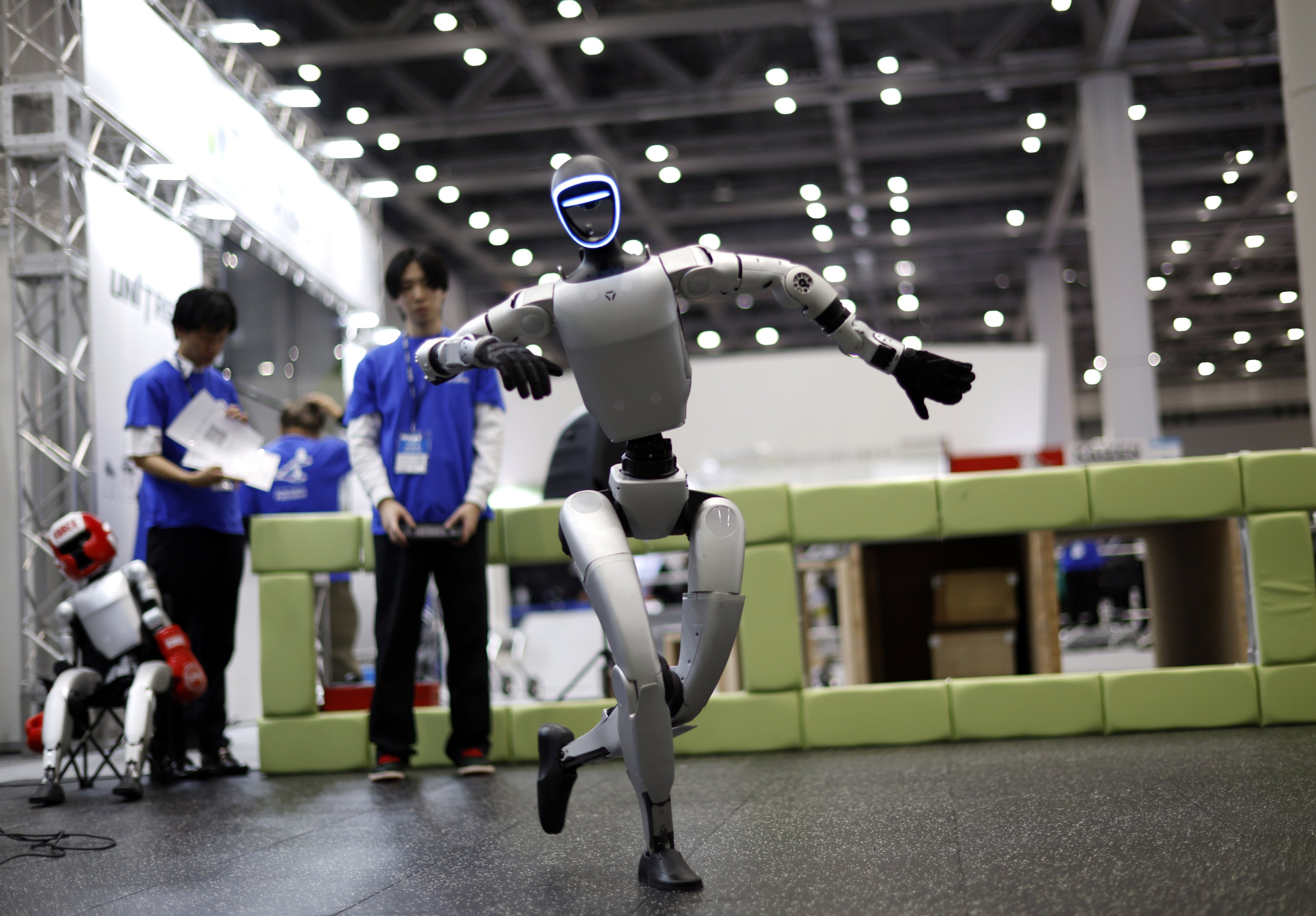 A robot by ‘little giant’ tech firm Unitree Robotics dancing at the TechShare booth during the International Robot Exhibition 2025 (iREX2025) in Tokyo, Japan, on December 3. Photo: EPA