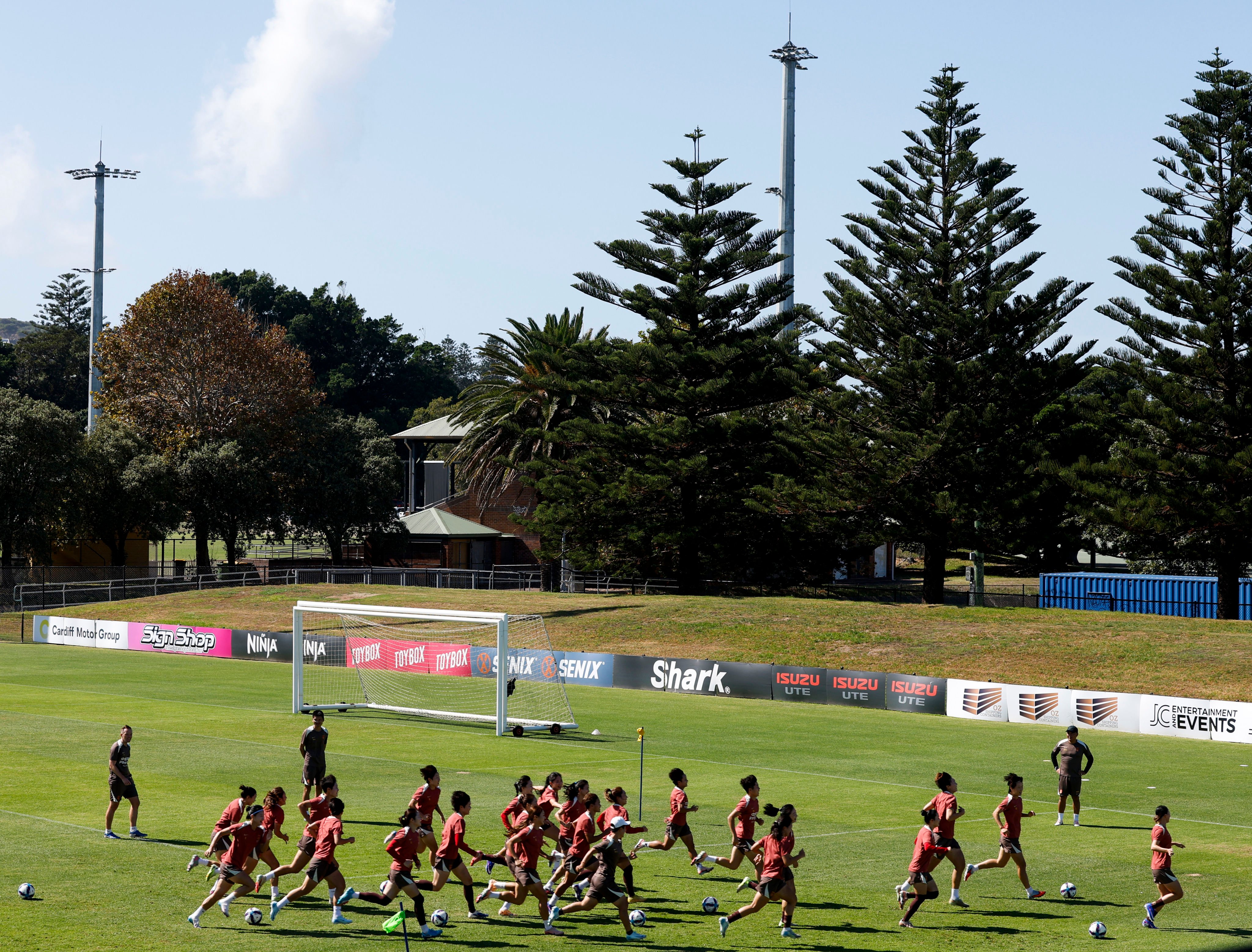 China team players go through their paces at a training session in Newcastle on Thursday, Australia ahead of their first AFC Women’s Asian Cup match on Tuesday. Photo: Xinhua
