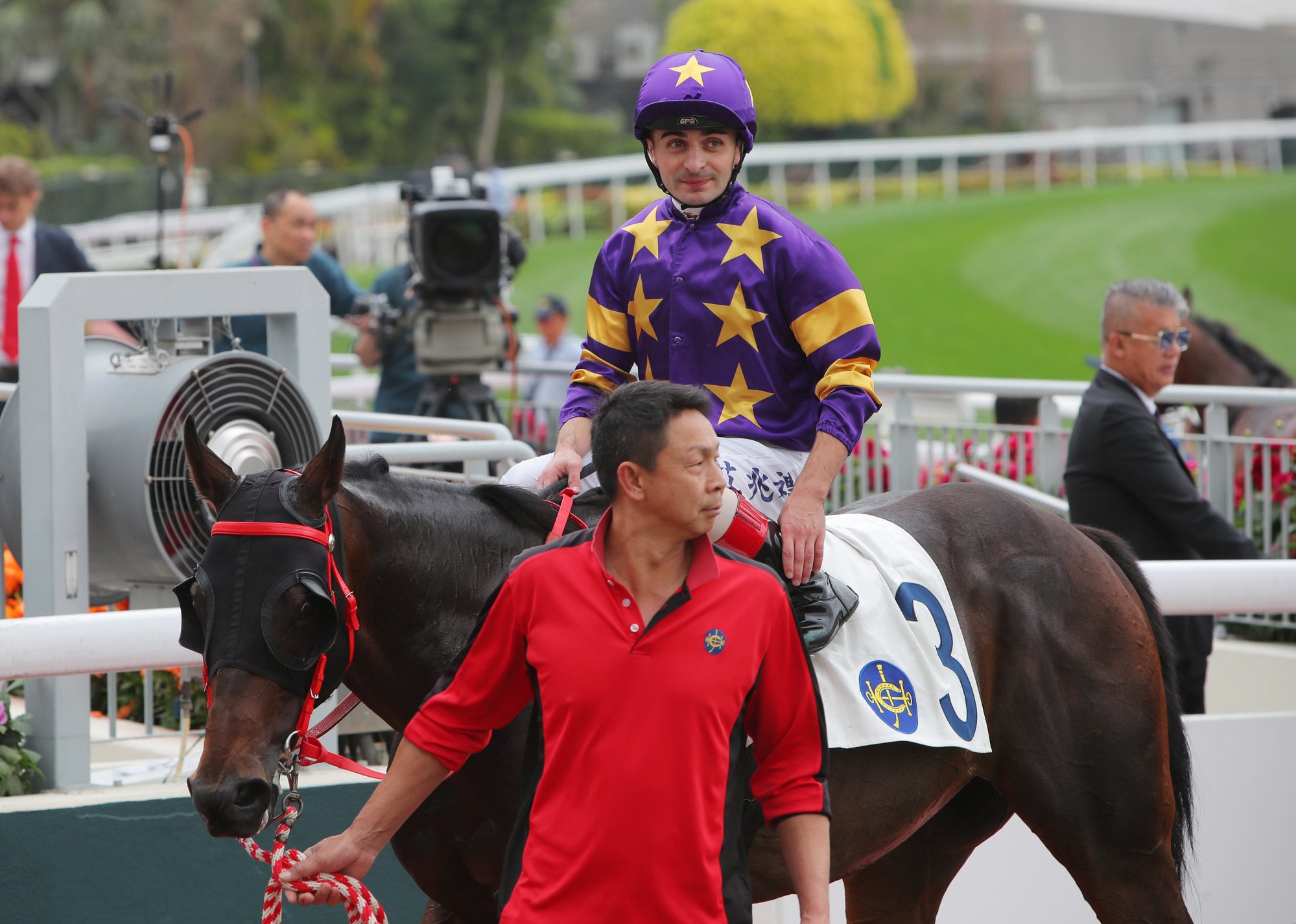 Andrea Atzeni returns to the winners’ enclosure on Stellar Express. Andrea Atzeni returns to the winners’ enclosure on Stellar Express.