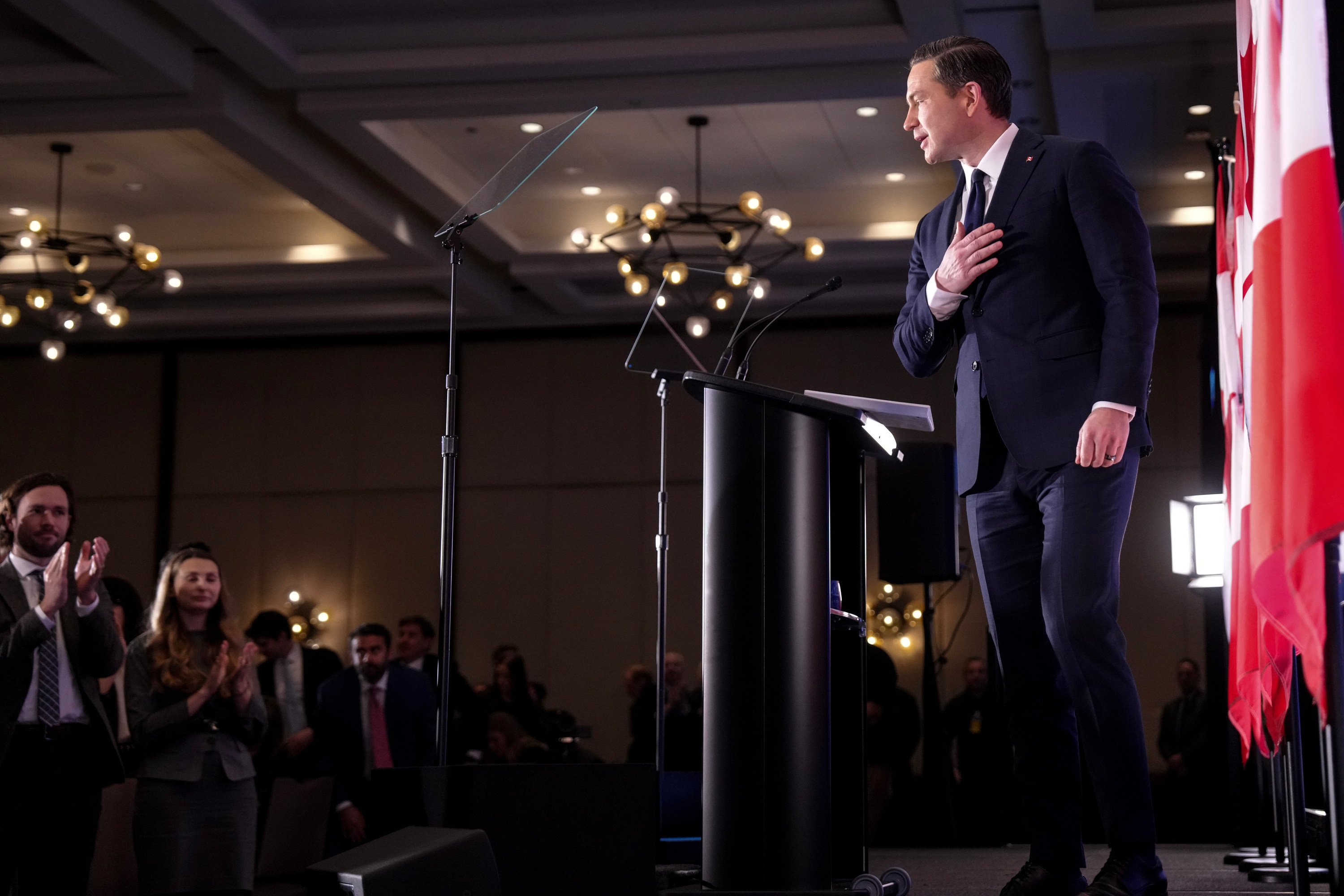Canadian conservative leader Pierre Poilievre at the Economic Club of Canada in Toronto, Ontario on Thursday. Photo: The Canadian Press via AP