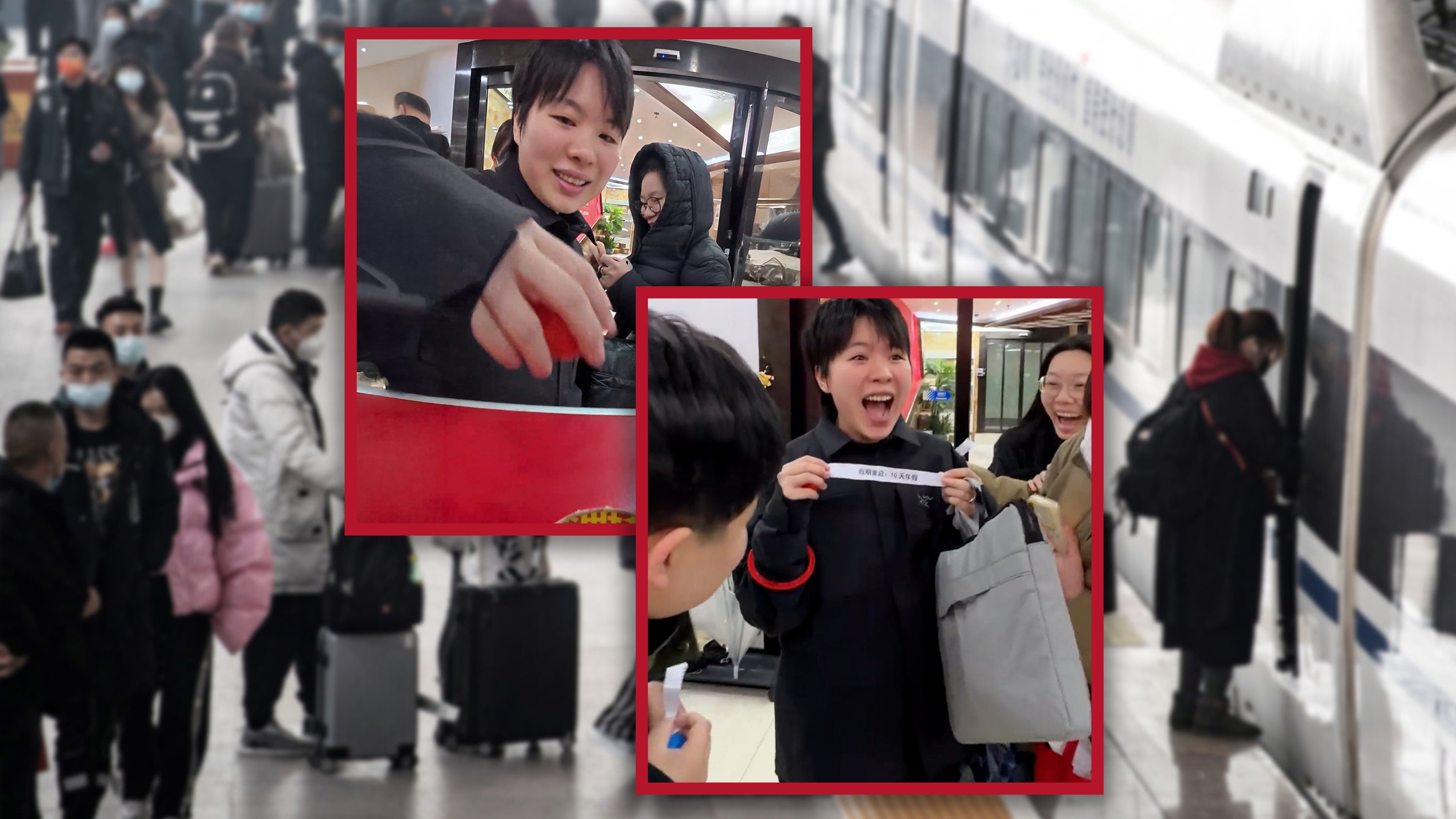 A Chinese employee has gone viral after she won a surprise 10 days paid leave on her first day back from the Spring Festival holiday. Photo: SCMP composite/Douyin/AFP