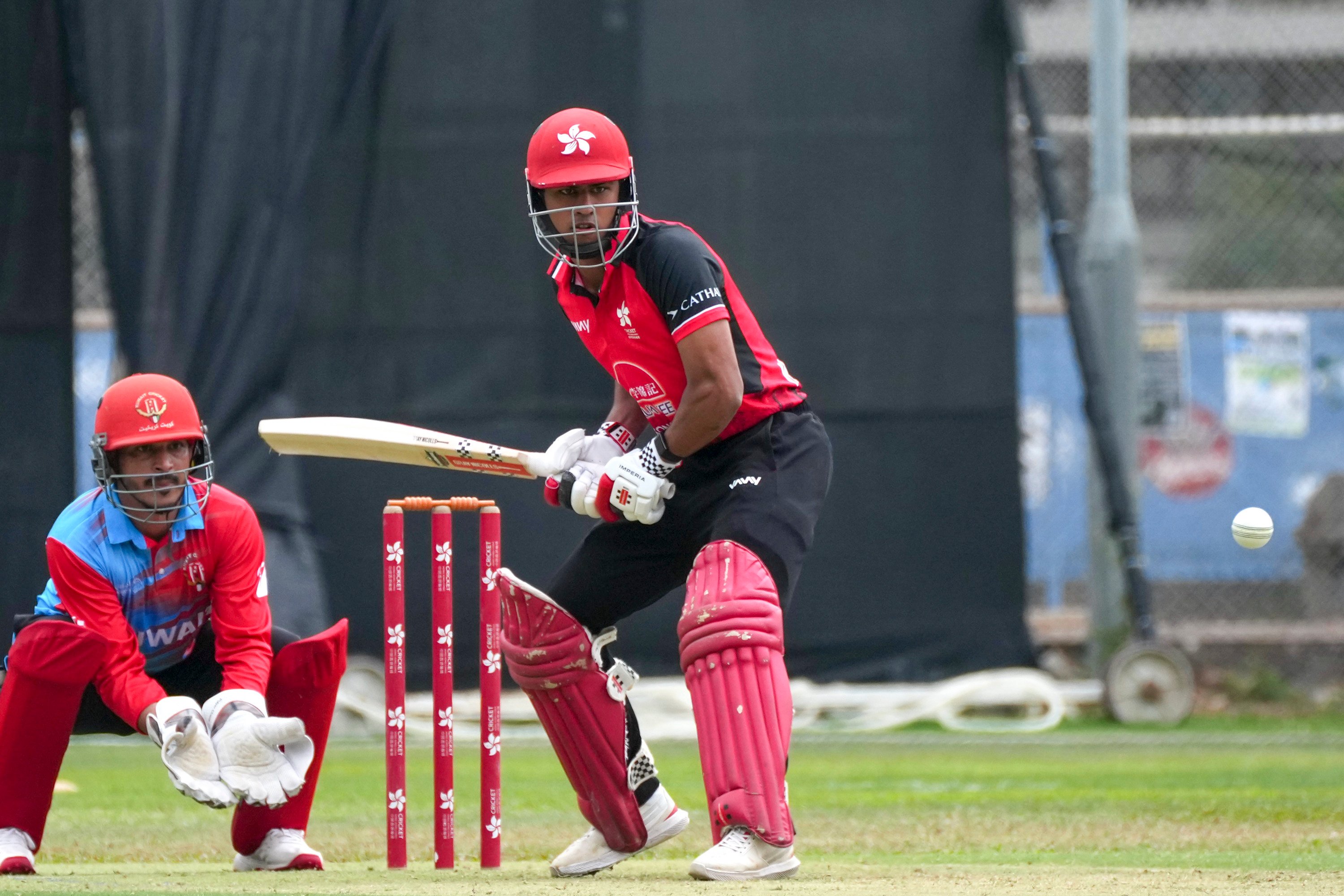 Shiv Mathur batting for Hong Kong against Kuwait at Tin Kwong Road Recreation Ground on Thursday. Photo: Karma Lo