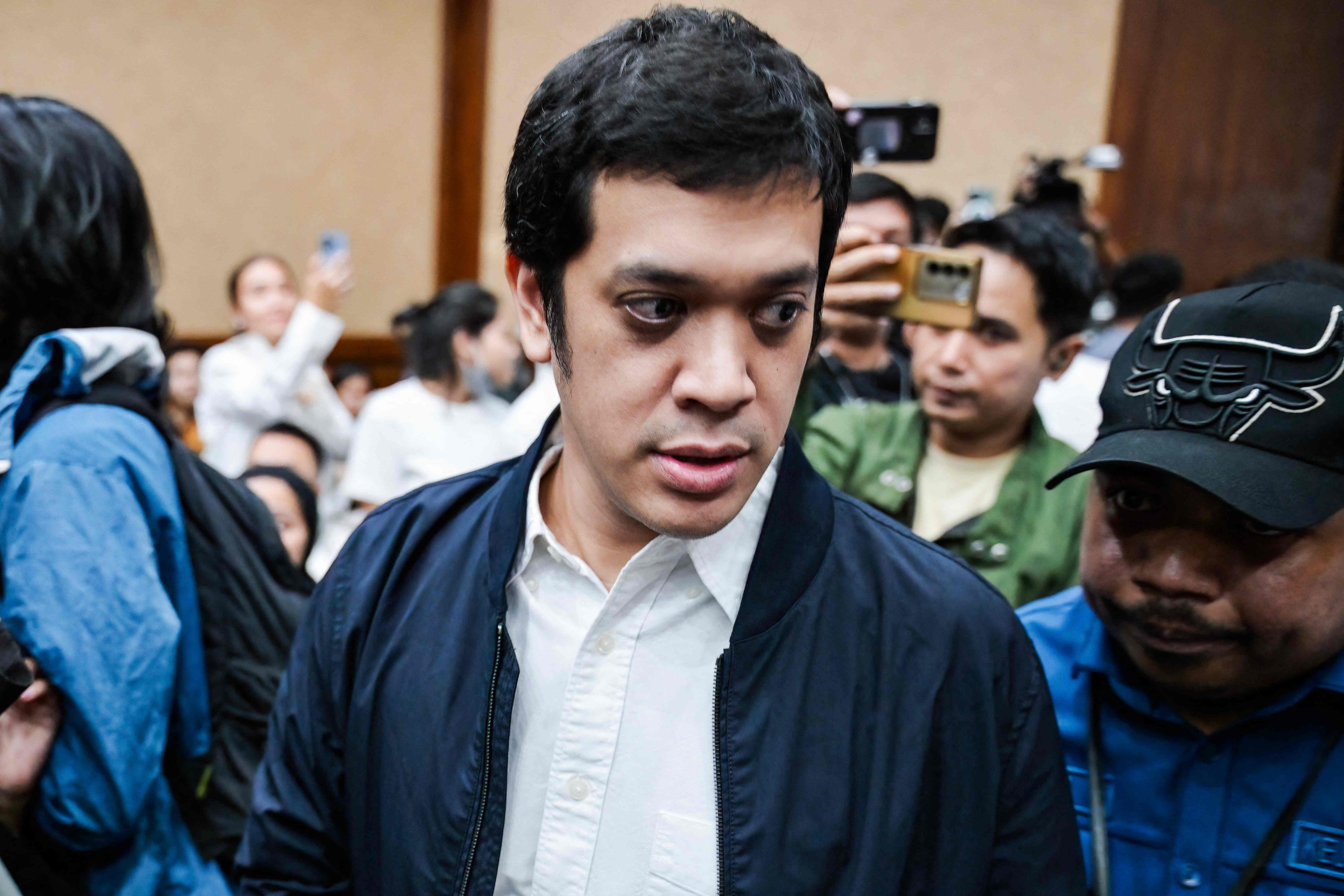 Muhammad Kerry Adrianto Riza, a former vice director at Kilang Pertamina Internasional, arrives for his sentencing hearing on Thursday. Photo: AFP
