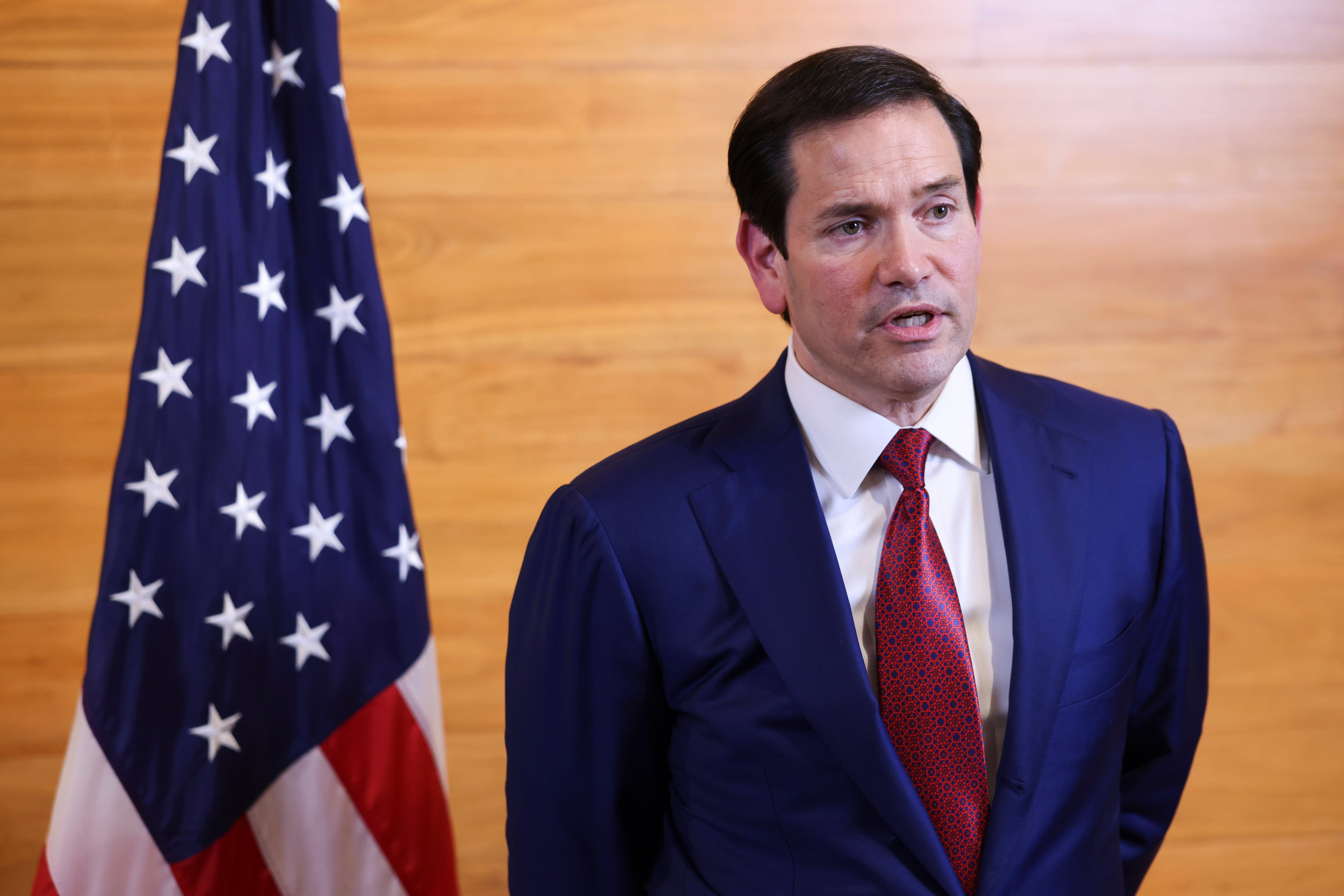 US Secretary of State Marco Rubio speaks to reporters following meetings with Caribbean Community (CARICOM) leaders, at Saint Kitts and Nevis on Wednesday. Photo: AP