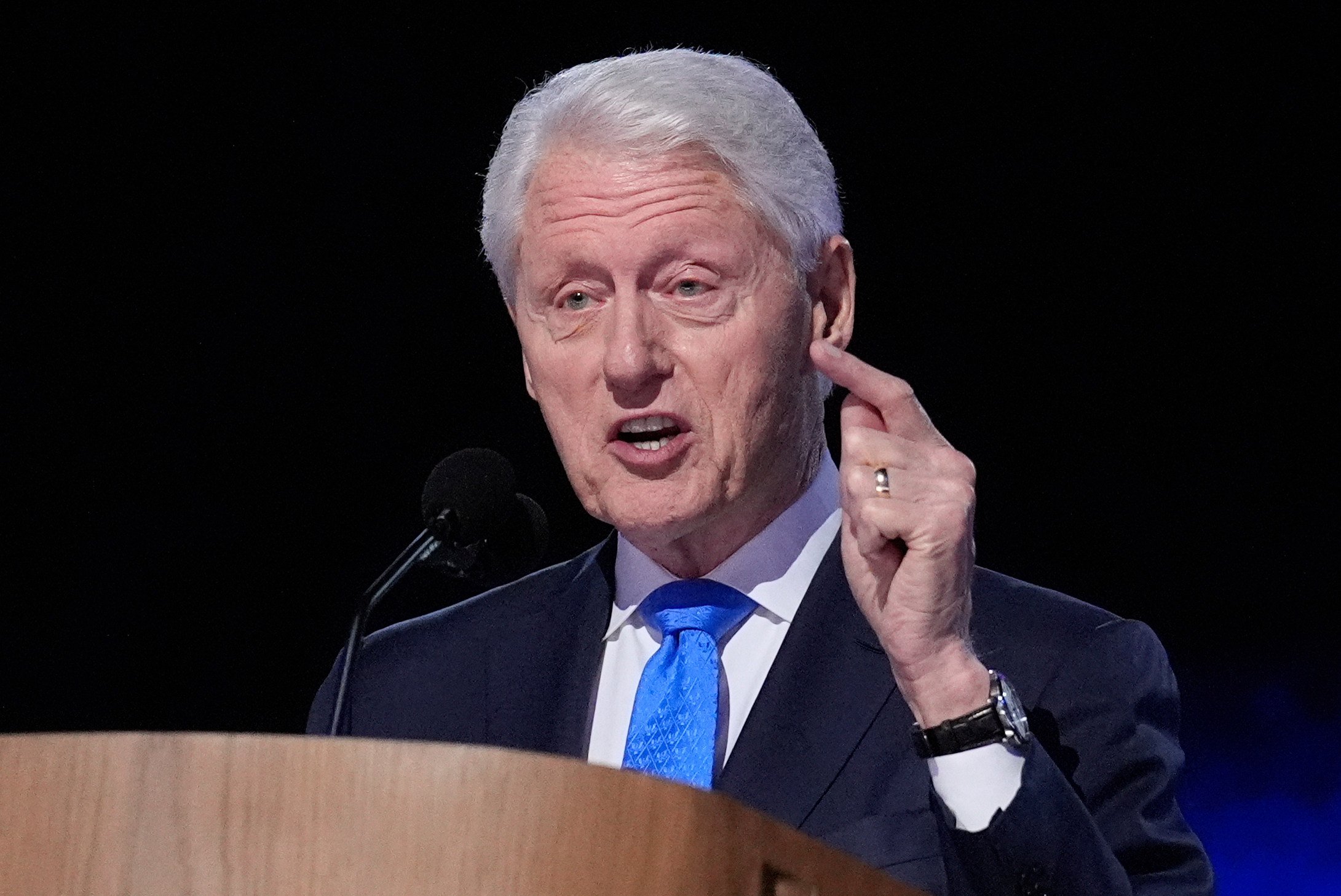 Former US president Bill Clinton speaks during the Democratic National Convention in Chicago in August 2024. Photo: AP