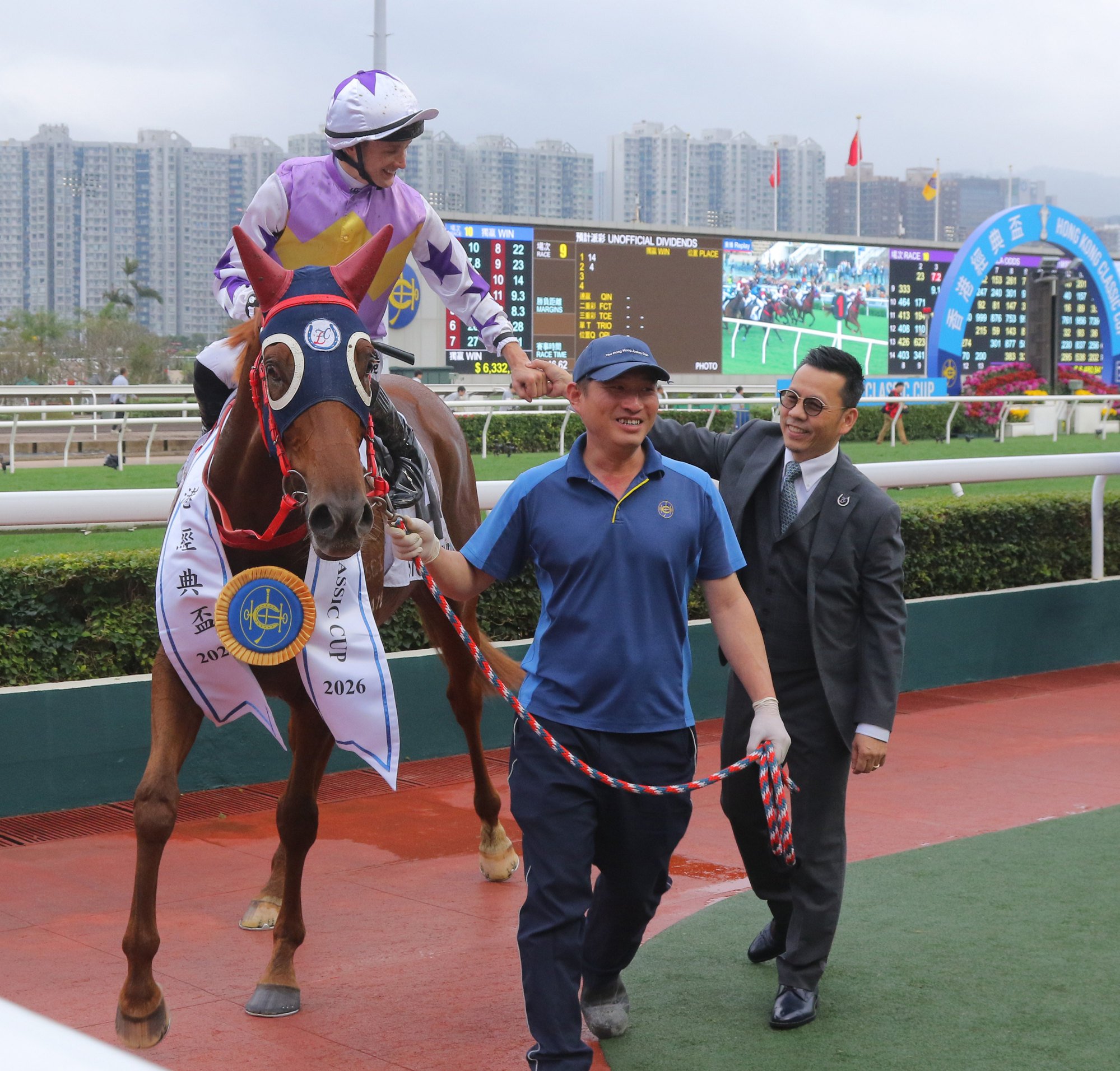 All smiles for Frankie Lor as he welcomes back Stormy Grove.