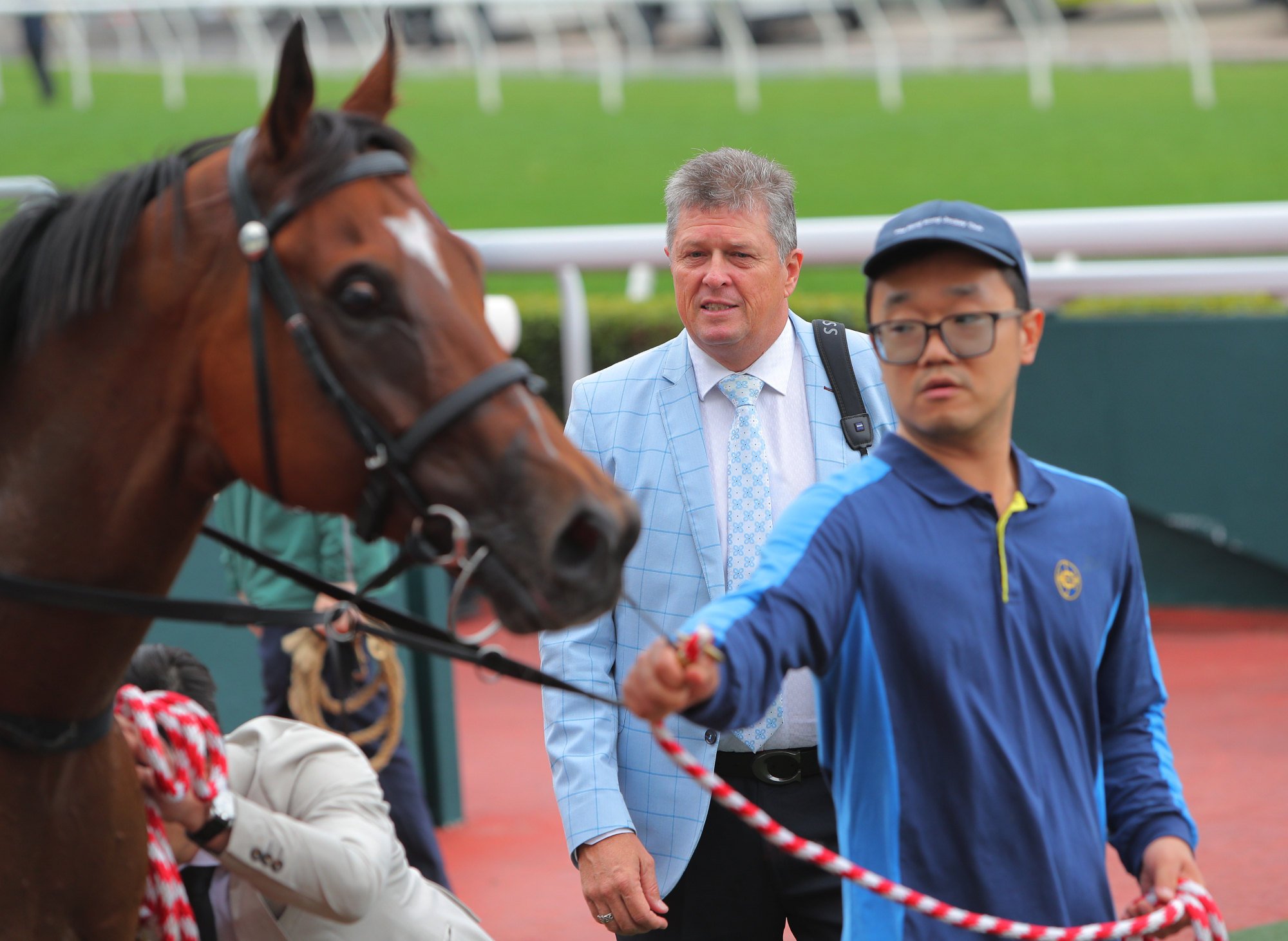 Trainer Brett Crawford (background) after Warriors Dream’s win. Trainer Brett Crawford (background) after Warriors Dream’s win.