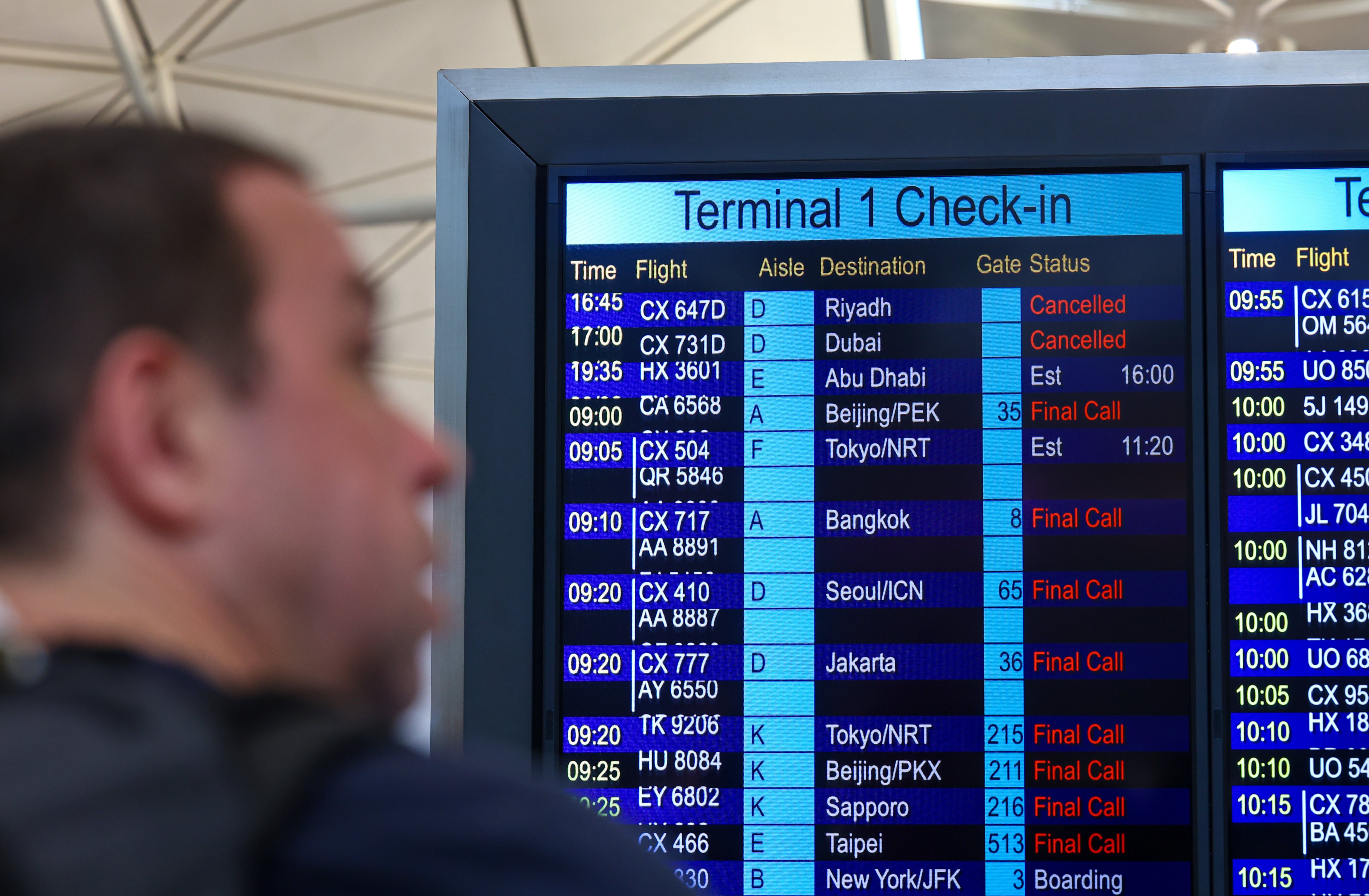 Flights to the Middle East from Hong Kong have been cancelled during the conflict. Photo: Dickson Lee