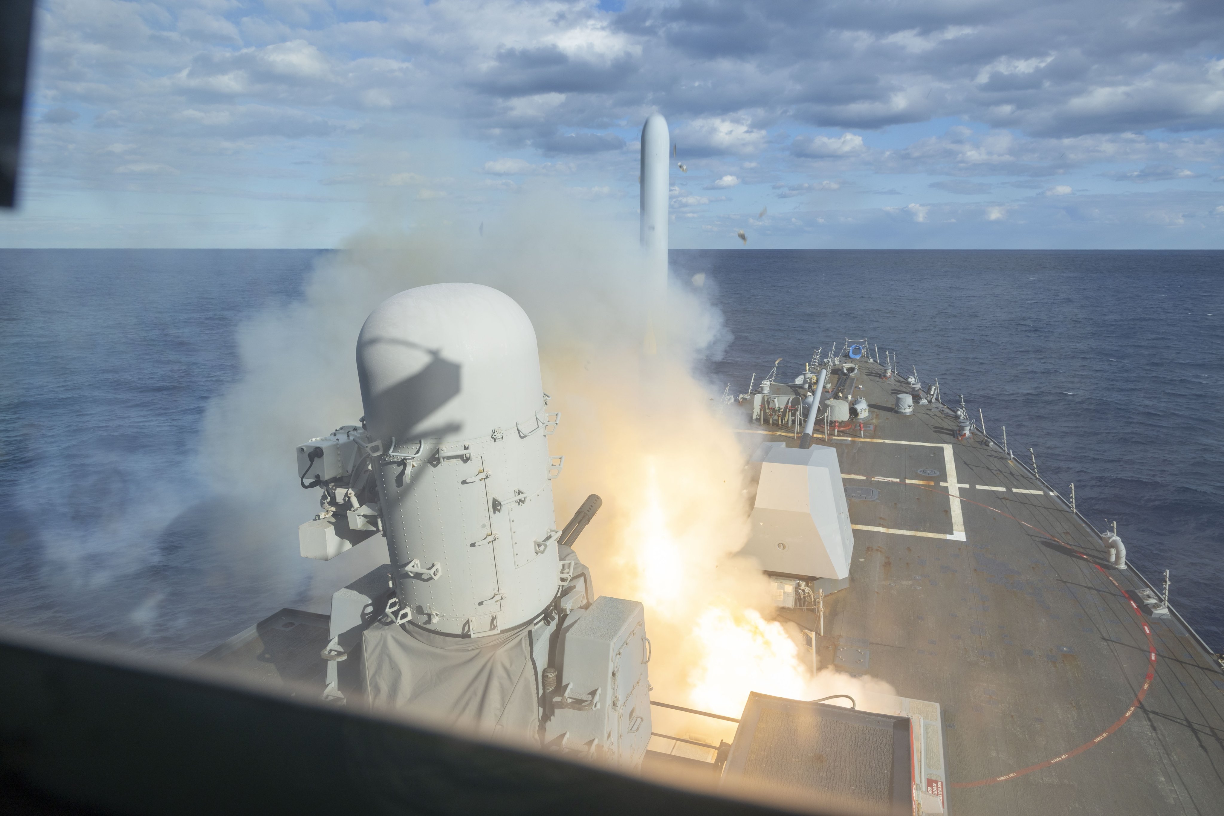 The Arleigh Burke-class guided-missile destroyer USS Bulkeley launching a Tomahawk missile. Photo: US Navy via EPA