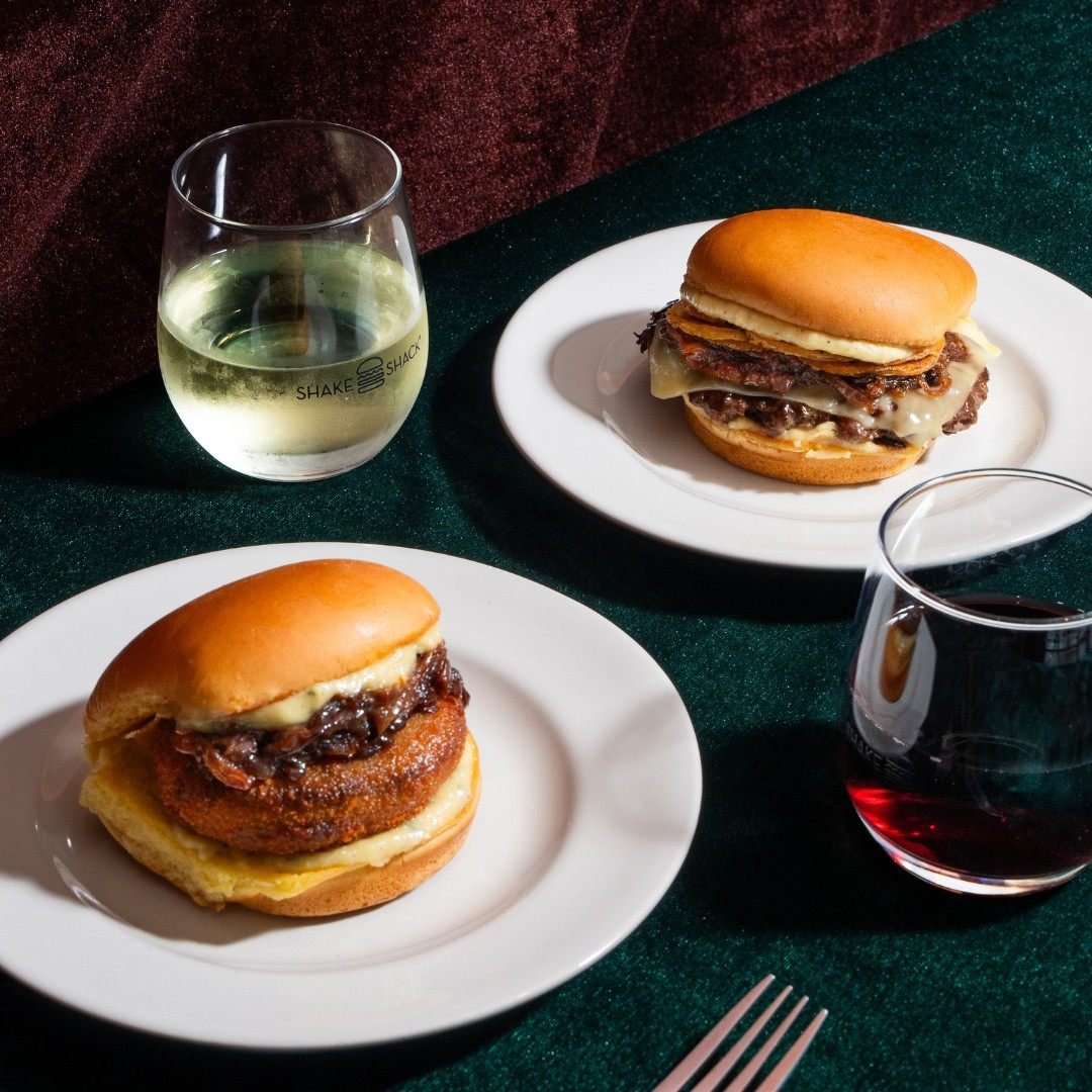 Shake Shack has a French onion line-up that reimagines classic French onion soup into stacked burgers. Photo: Handout
