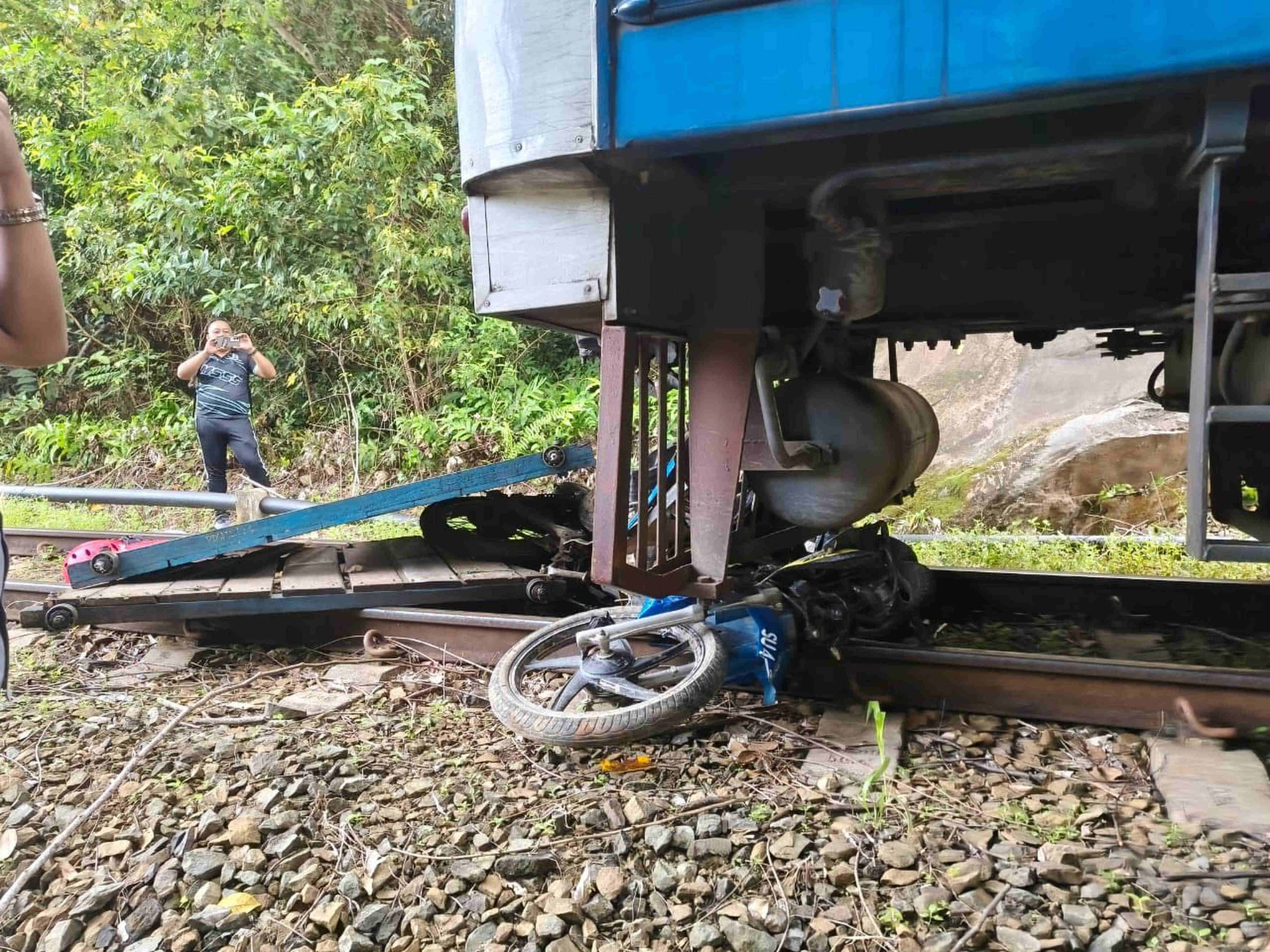 Quick-thinking villagers in Malaysia’s Sabah state sacrificed a vital motorised rail trolley to force the runaway train to stop. The train had suffered a brake failure. Photo: handout