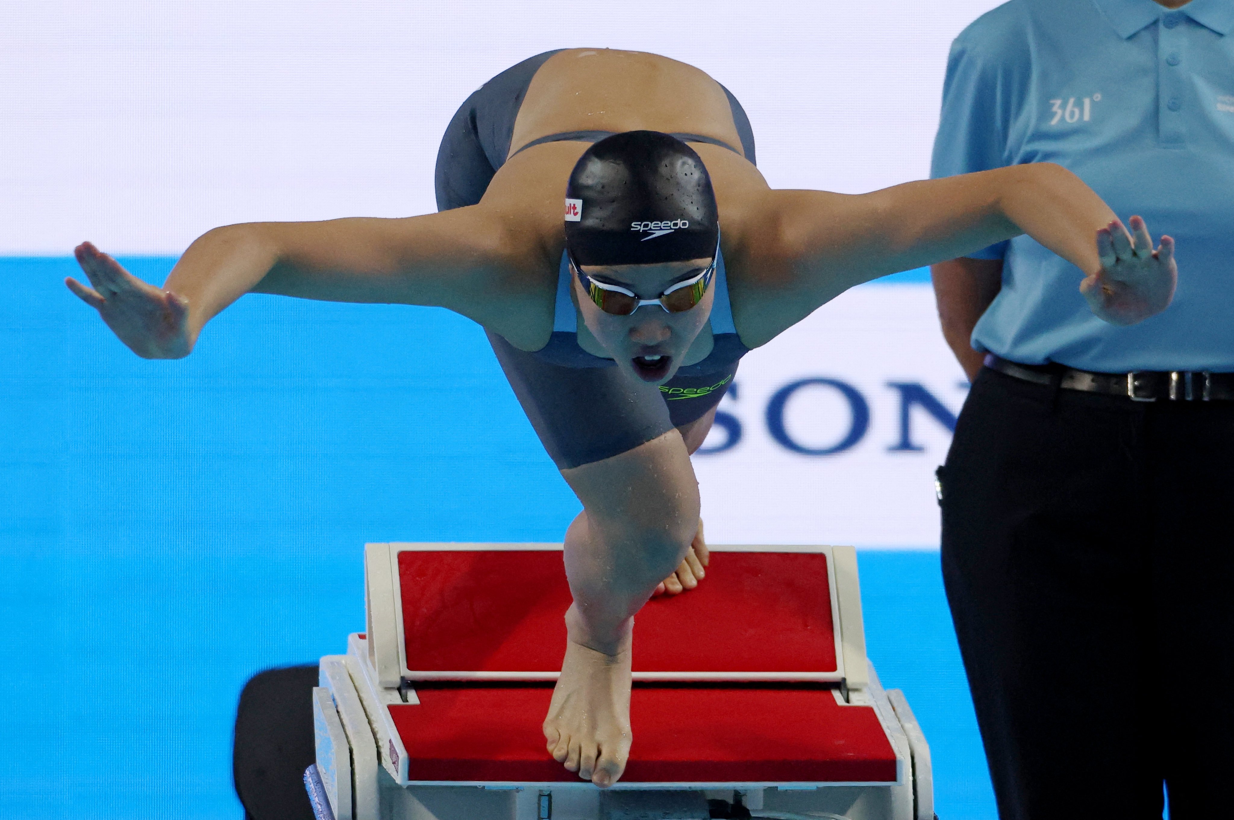 Yu Zidi became the youngest swimmer ever to win a medal at the World Aquatics Championships. Photo: Reuters