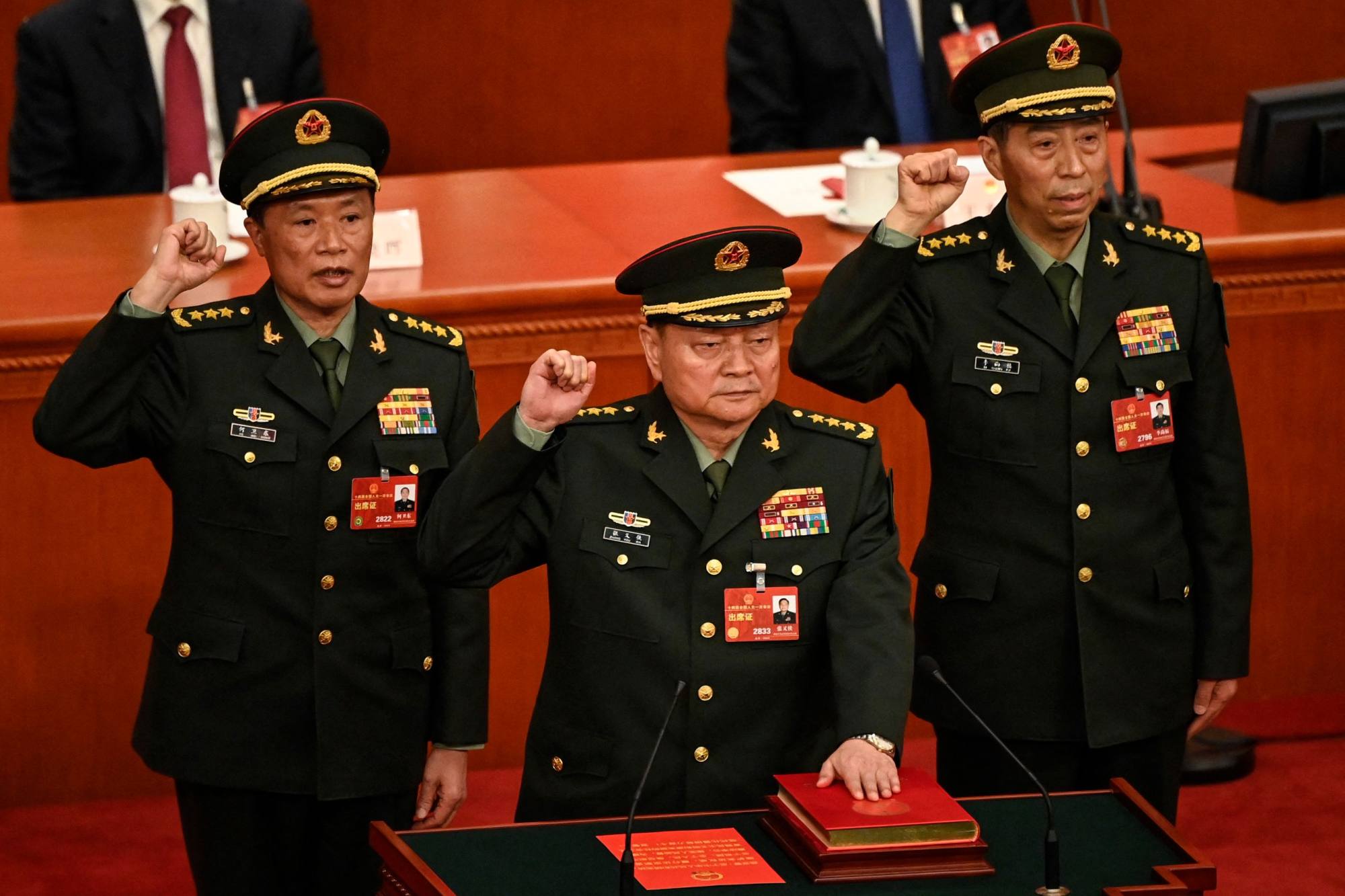 Zhang Youxia (centre) was China’s most senior uniformed official until his downfall this year. Photo: AFP