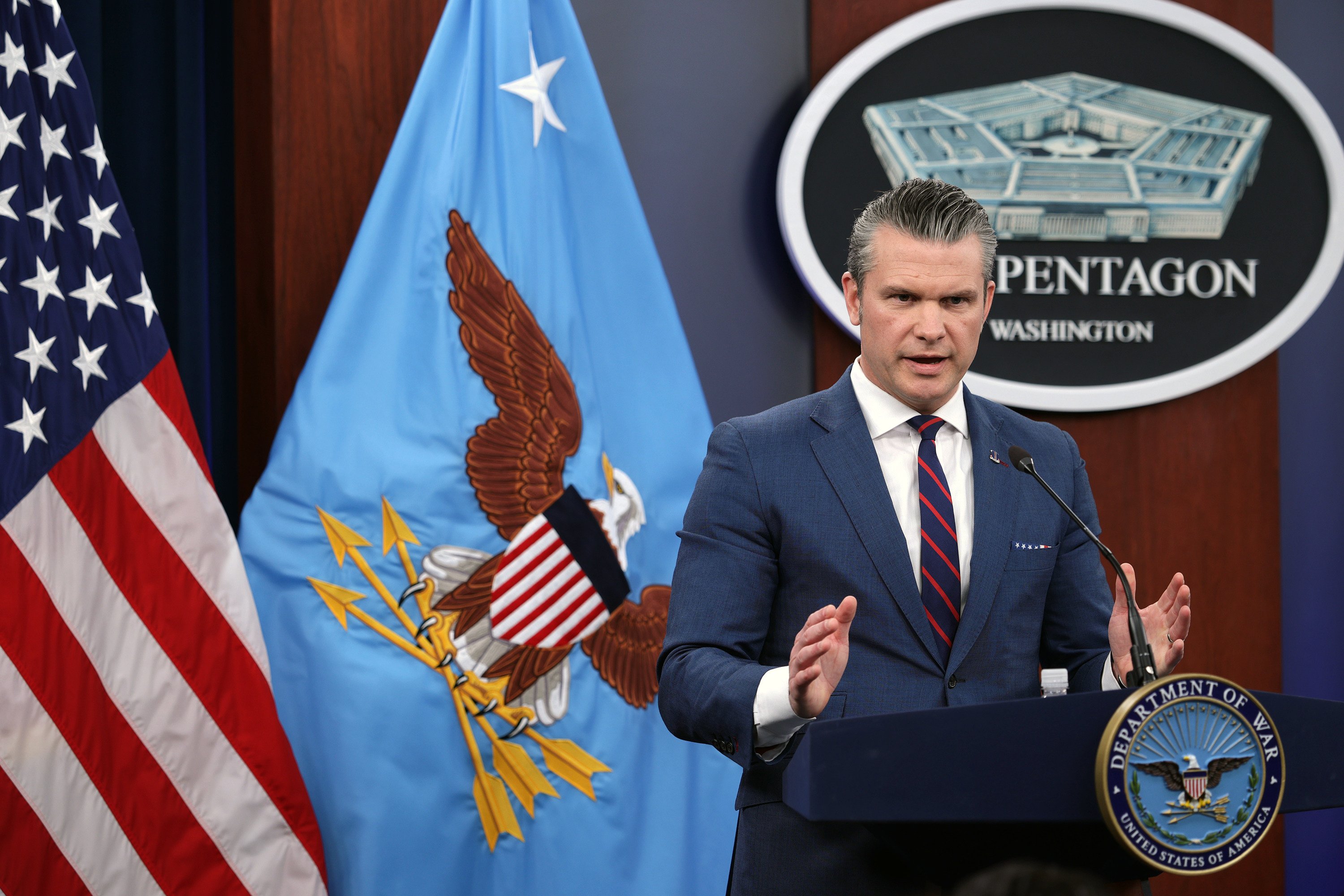 US Secretary of Defence Pete Hegseth speaks during a news conference at the Pentagon on March 2, in Arlington, Virginia, the US. Photo: Getty Images/TNS