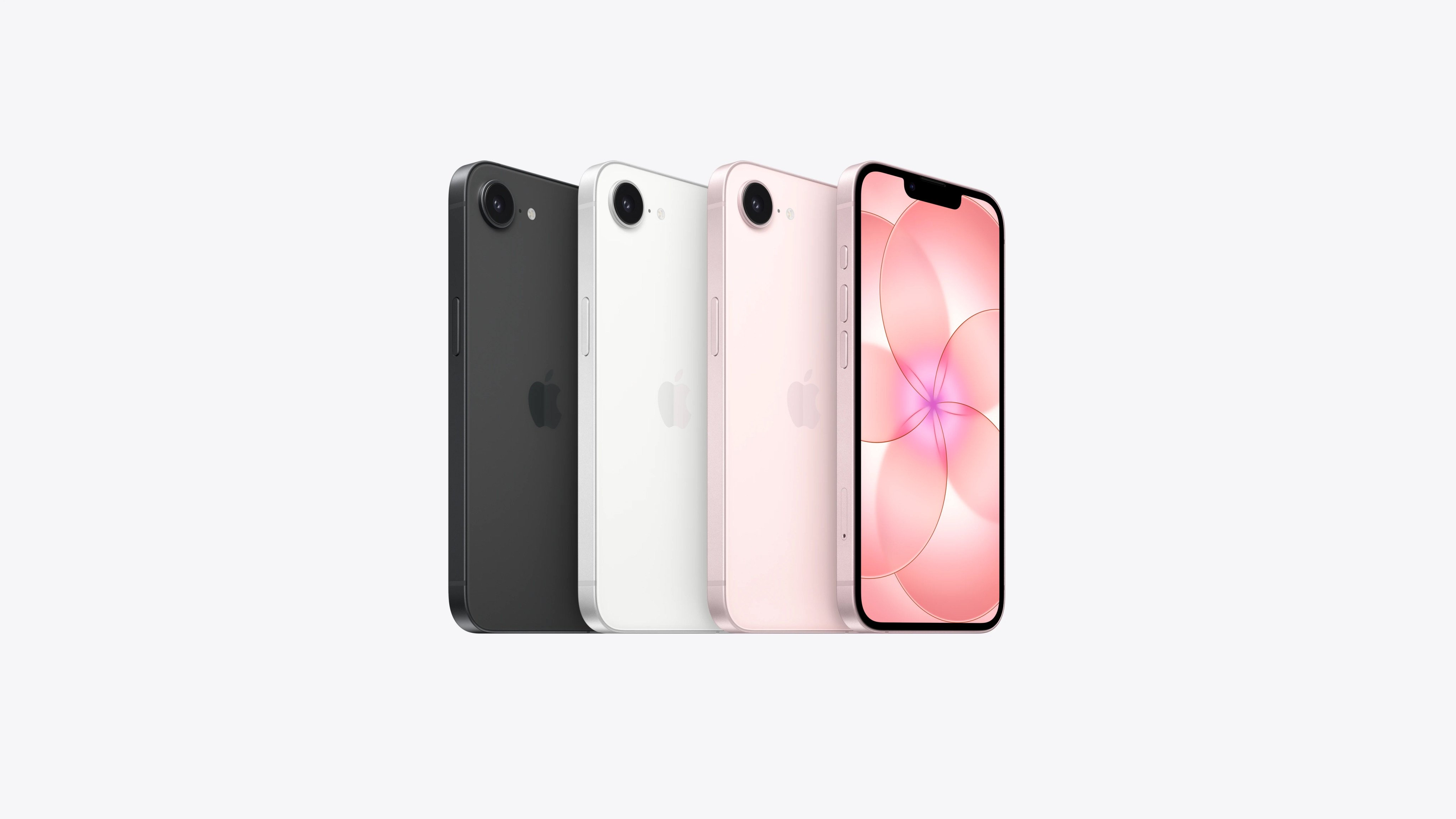 Apple’s new iPhone 17e model comes in black, white and soft pink colours. Photo: Handout