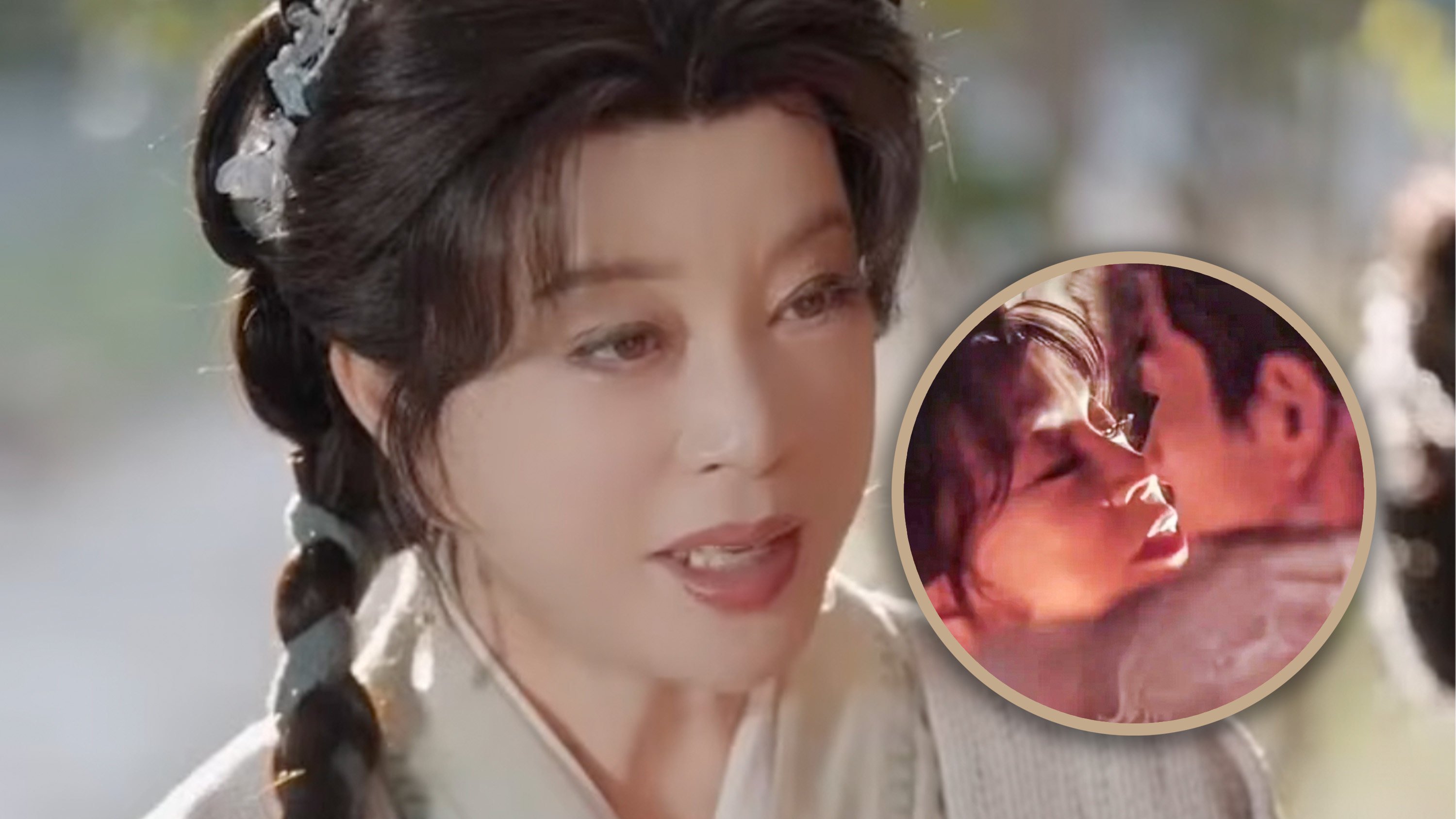 Chinese actress Liu Xiaoqing, 75, recently sparked controversy by portraying a young woman in a mini-drama and engaging in a passionate kiss with a male actor 30 years her junior. Photo: SCMP composite/YouTube/Sina