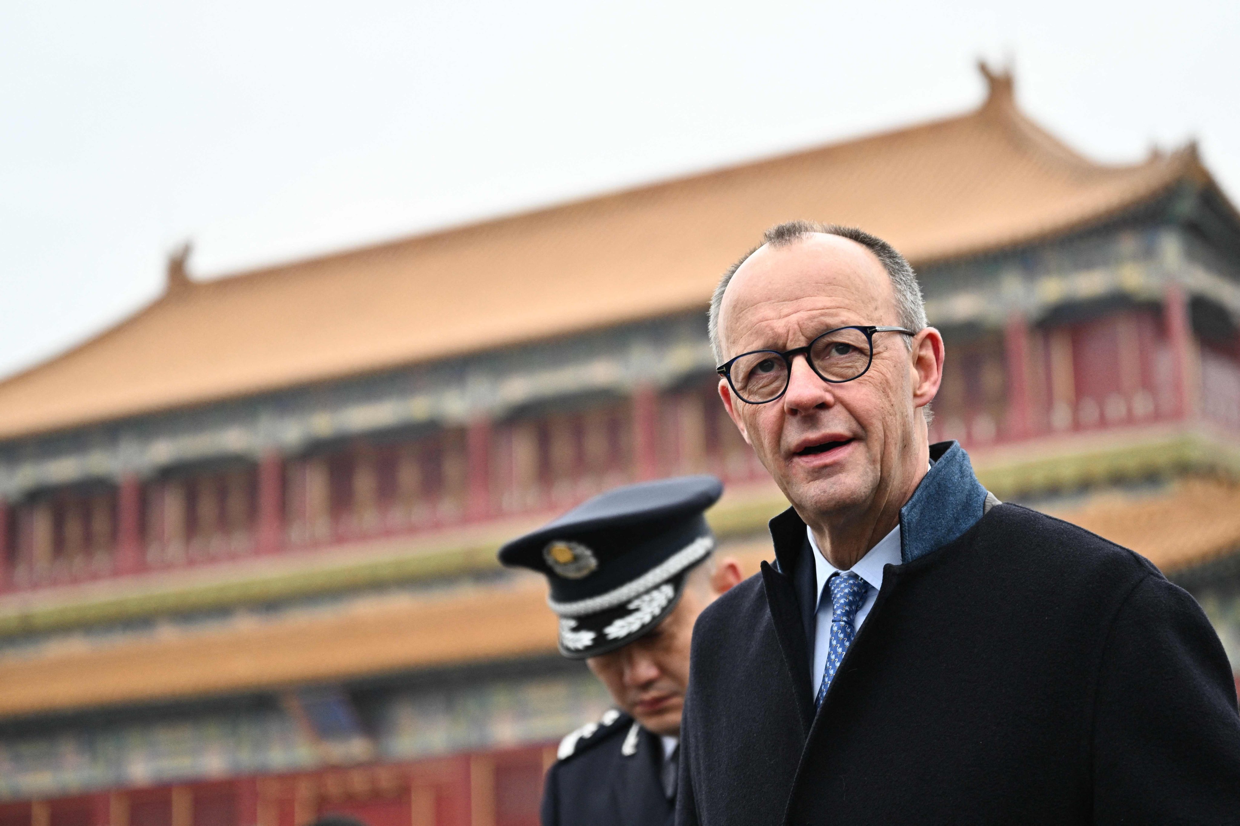 German Chancellor Friedrich Merz visits the Forbidden City in Beijing on February 26. Photo: AFP