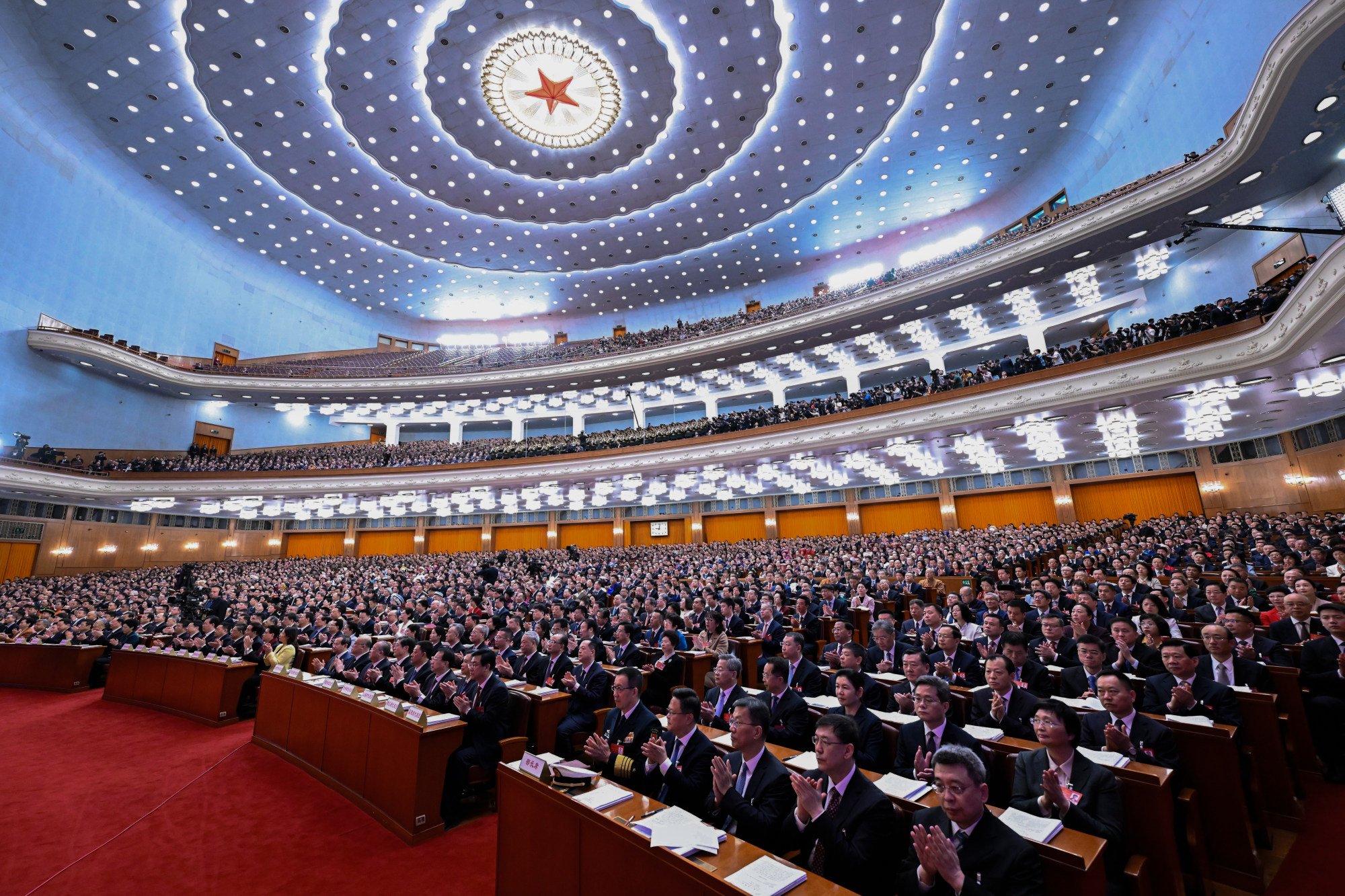 The opening meeting of the third session of the 14th National People’s Congress, China’s top legislature, is held at the Great Hall of the People in Beijing on March 5, 2025. Photo: Xinhua