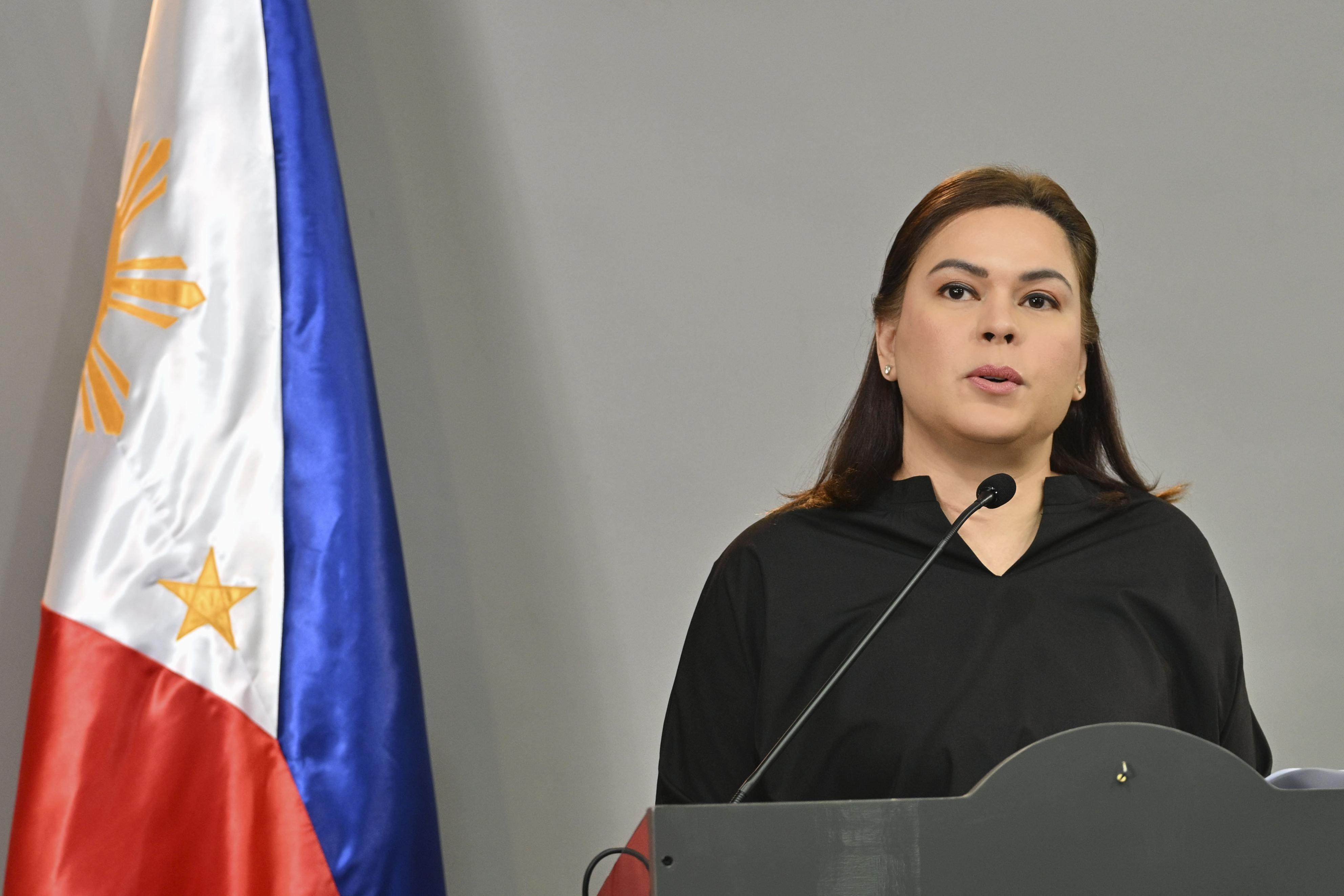 Philippine Vice-President Sara Duterte once admitted imagining herself beheading President Ferdinand Marcos Jnr. Photo: Kyodo