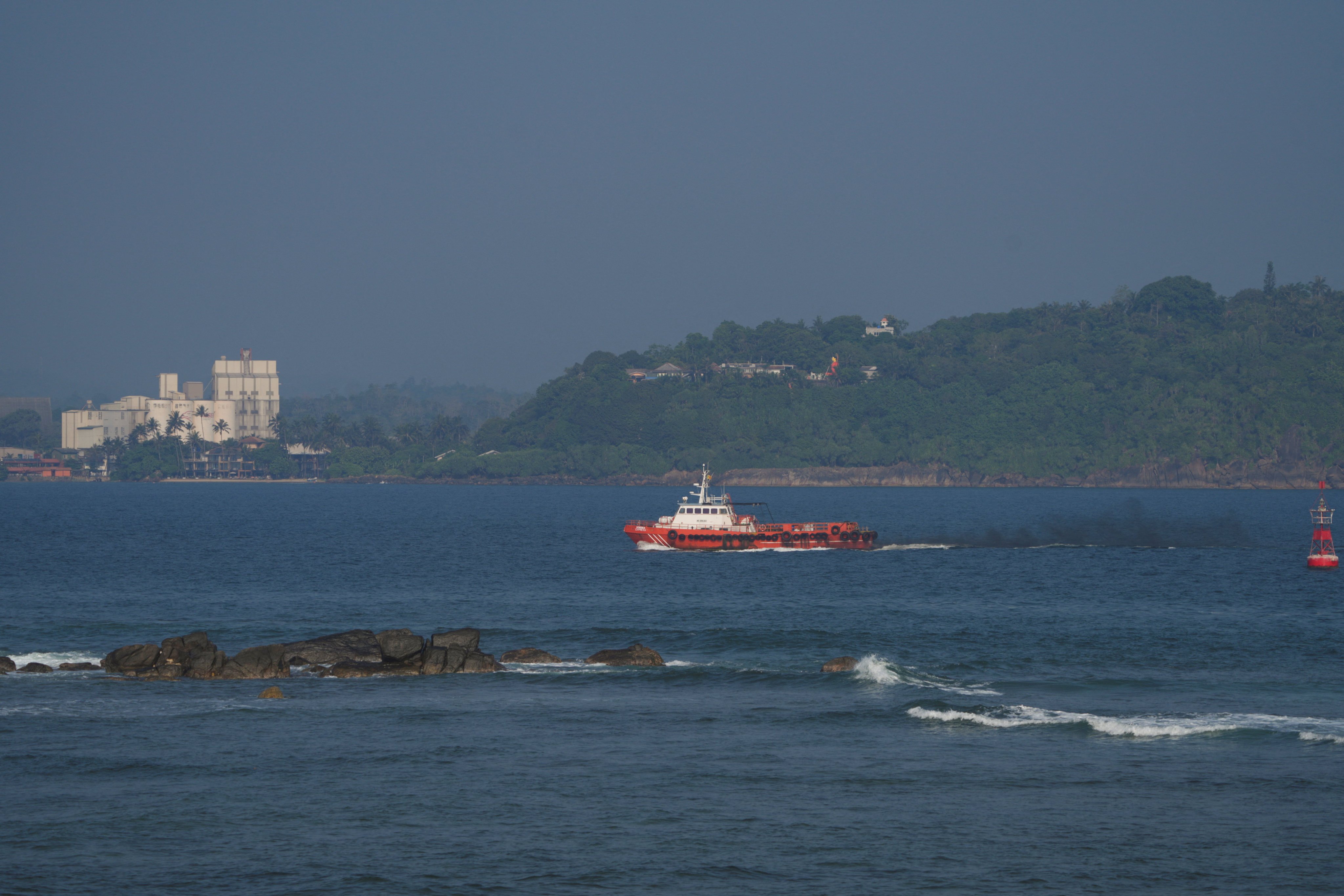 A vessel sails off the Galle coast after a submarine attack on an Iranian ship off Sri Lanka on Wednesday. Photo: Reuters