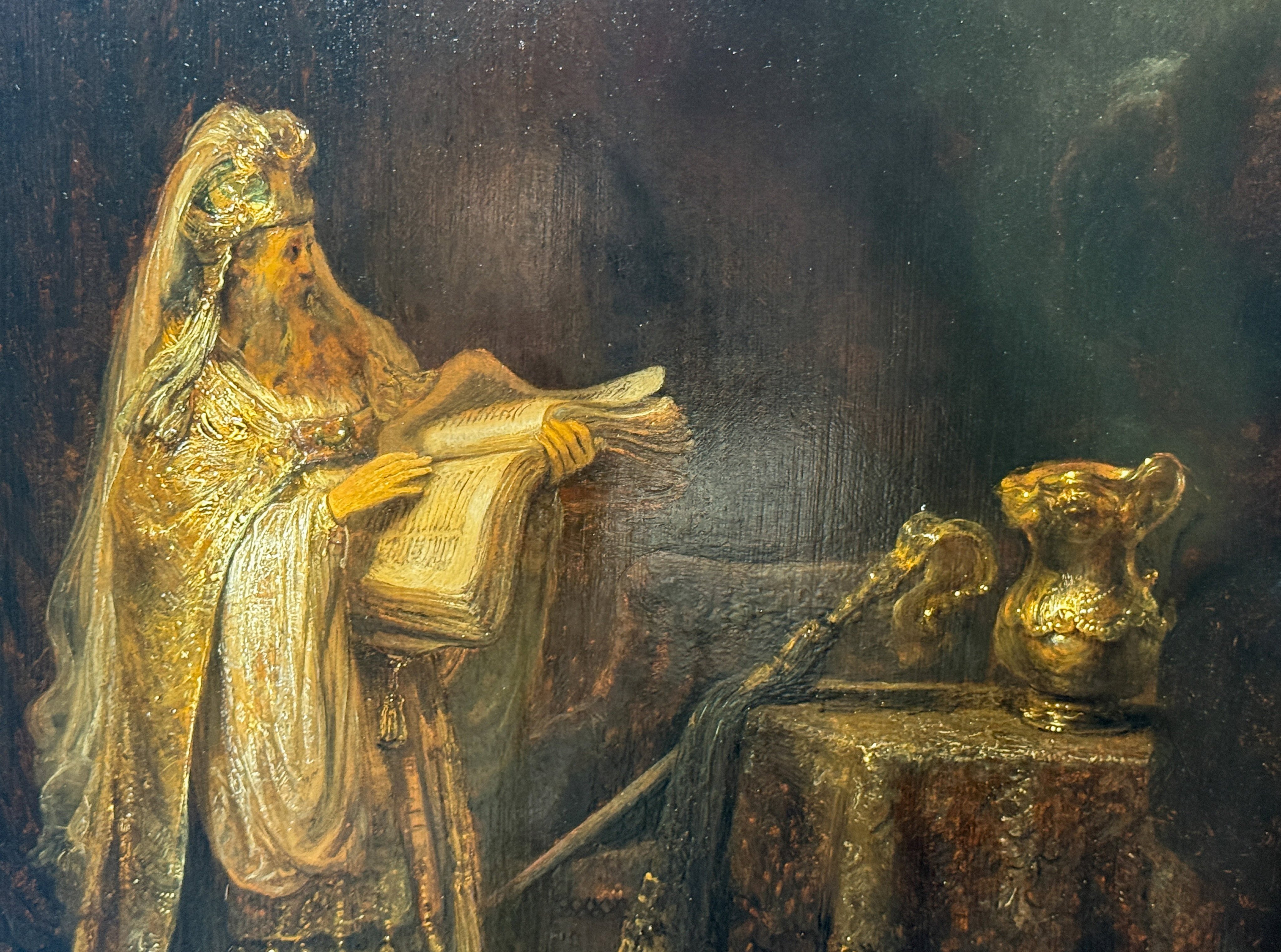 “Vision of Zacharias in the Temple”, confirmed by Dutch researchers as a 1633 original work by Rembrandt, is displayed at the Rijksmuseum Atelier in Amsterdam on March 2, 2026. Photo: Reuters