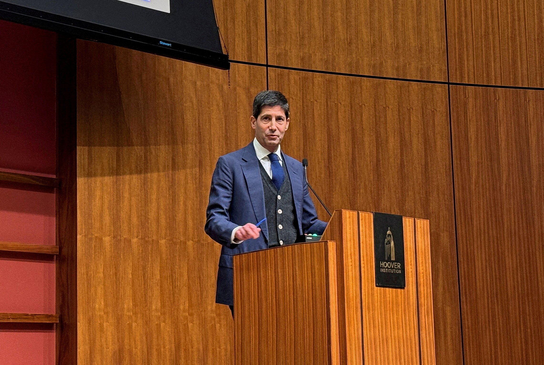 Former US Federal Reserve Governor Kevin Warsh speaks during a monetary policy conference at Stanford University’s Hoover Institution in Palo Alto, California, May 9, 2025. Photo: Reuters