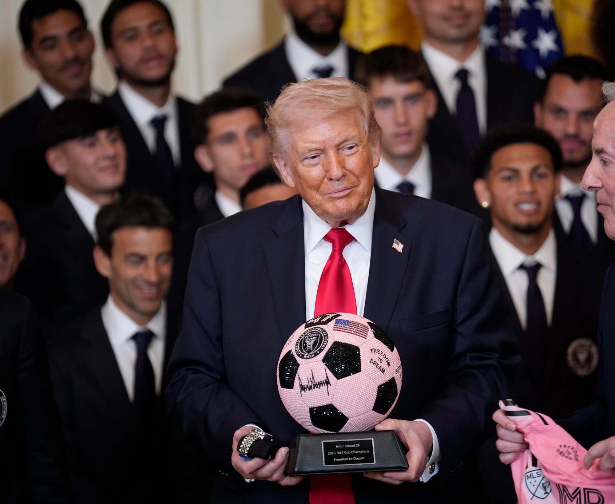 US President Donald Trump hosting a reception for the Inter Miami football team at the White House on Thursday. Photo: EPA