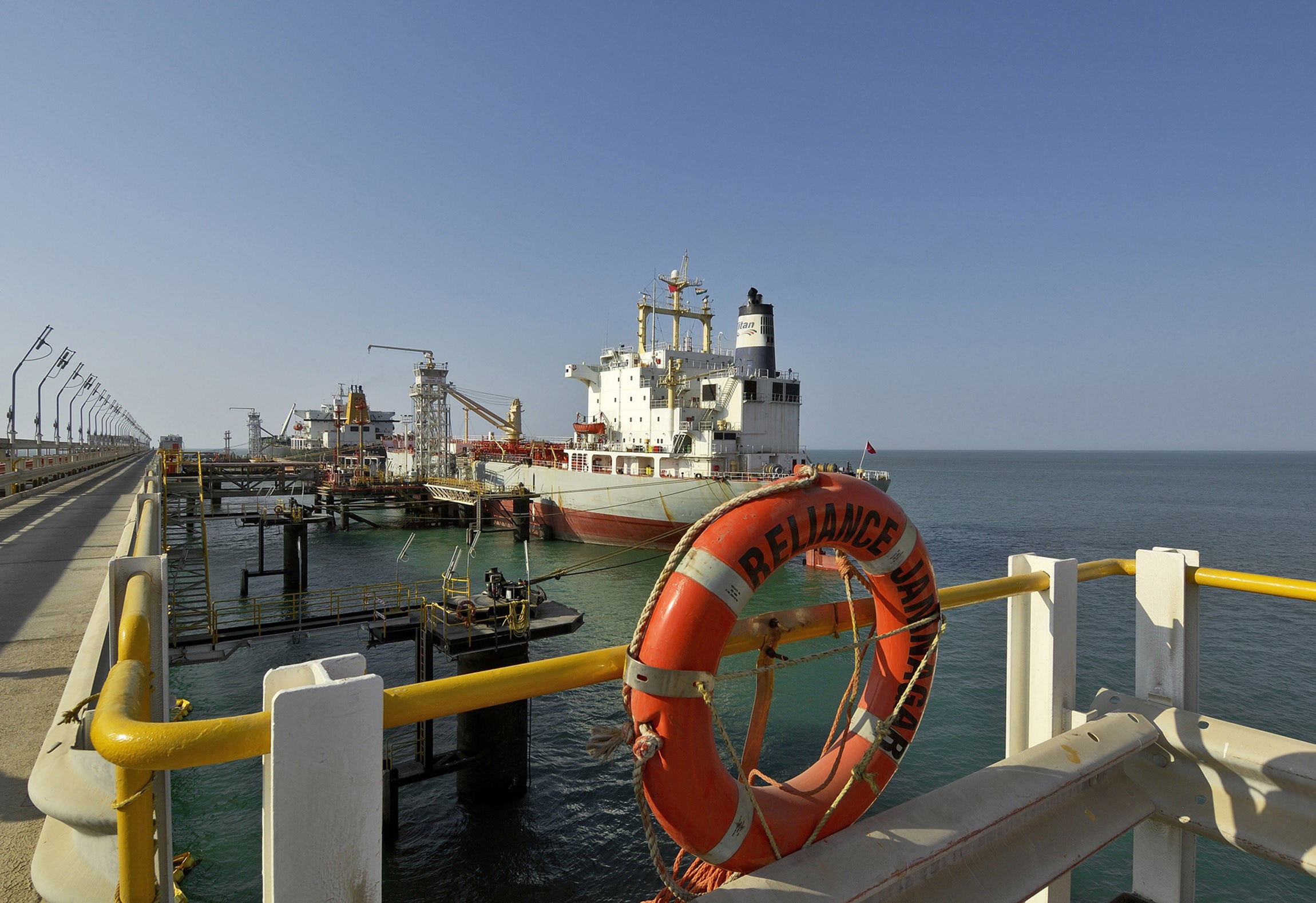 A jetty at a Reliance oil refinery in India. Some fuel heading for Europe has been rerouted to other parts of Asia. File photo: AFP