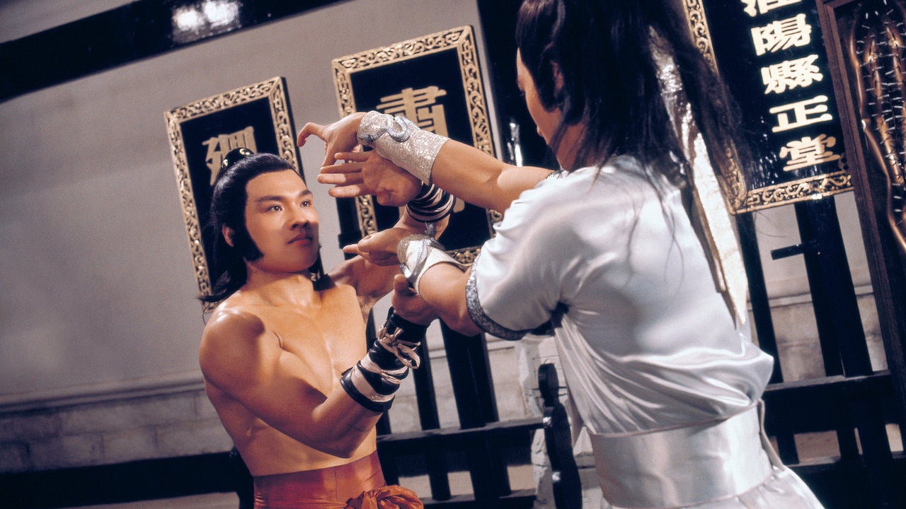 Lo Mang (left) in a still from Five Deadly Venoms, Chang Cheh’s 1978 film.