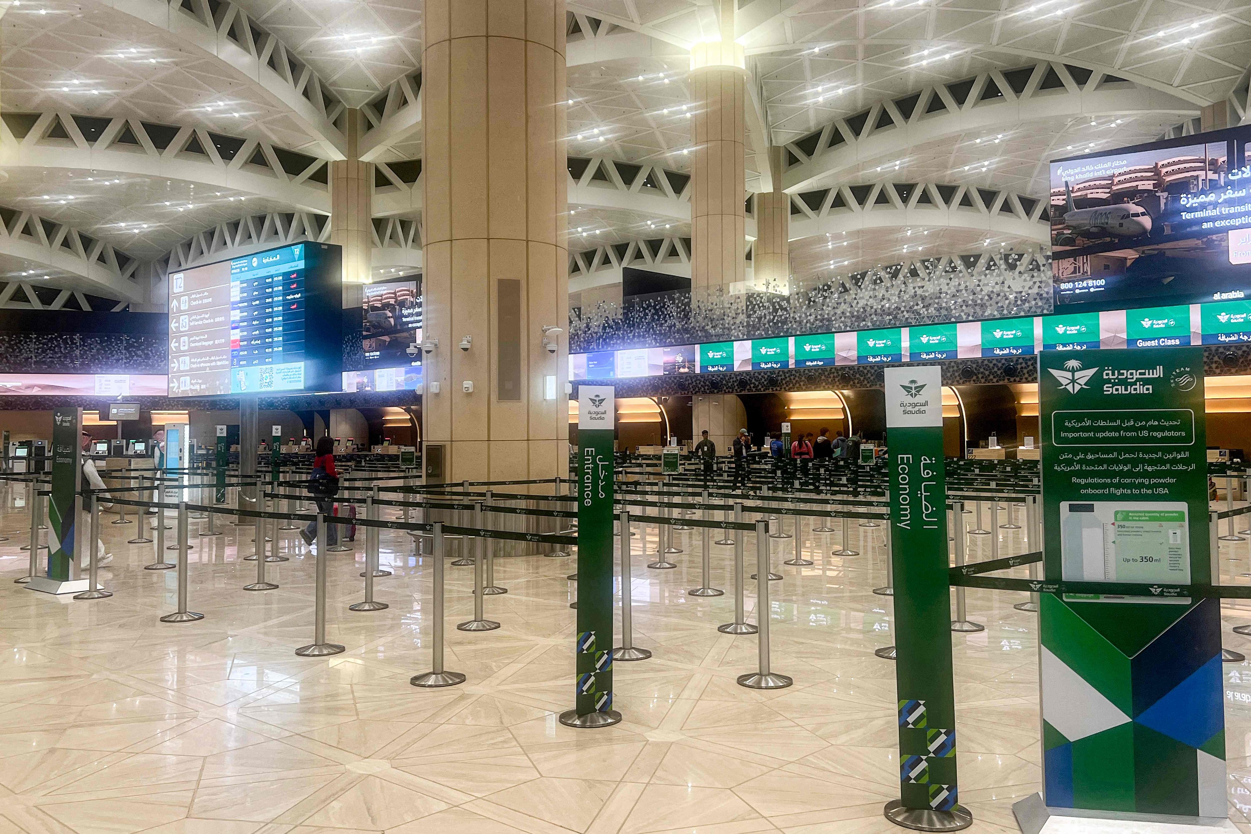 An empty terminal at King Khalid International Airport in Riyadh. Photo: AFP