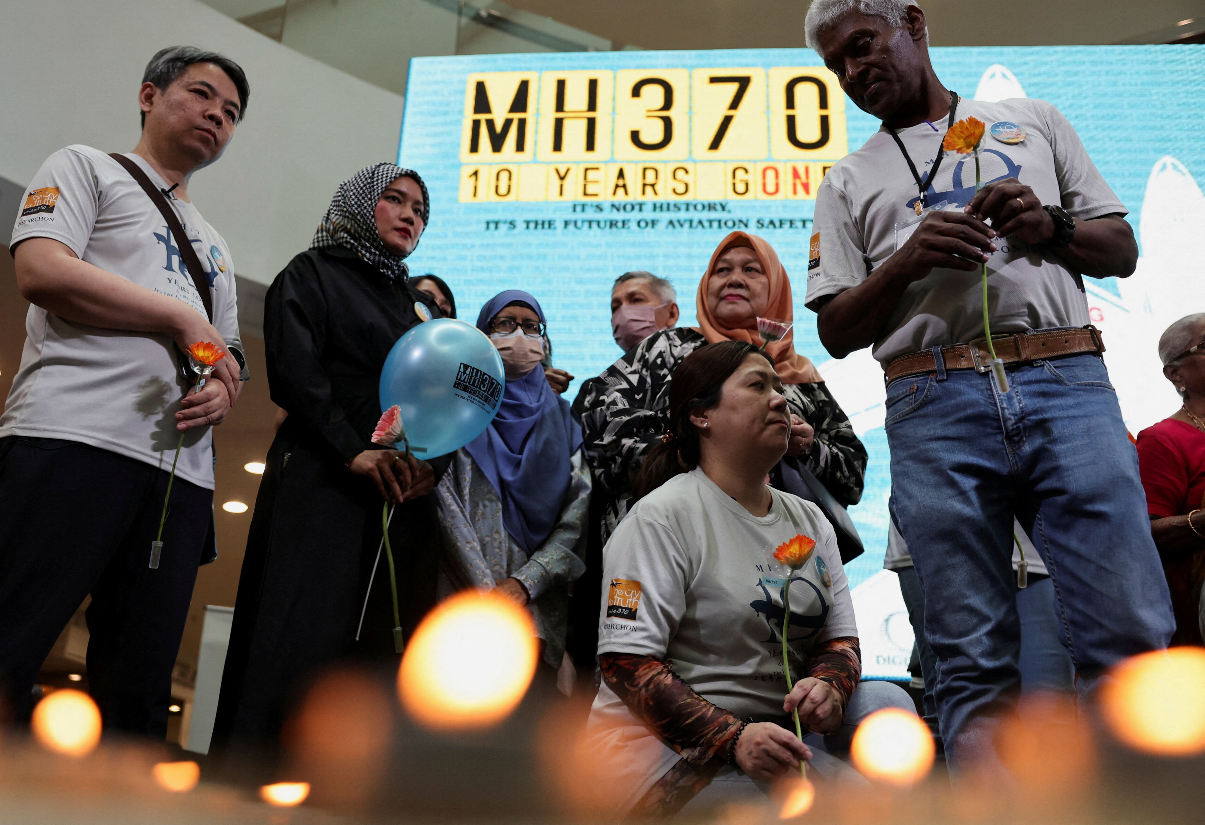 Families of passengers from both China and Malaysia, who were aboard the missing Malaysia Airlines flight MH370, during a remembrance event commemorating the 10th anniversary of the disappearance, in Subang Jaya, Malaysia, March 3, 2024. Photo: Reuters