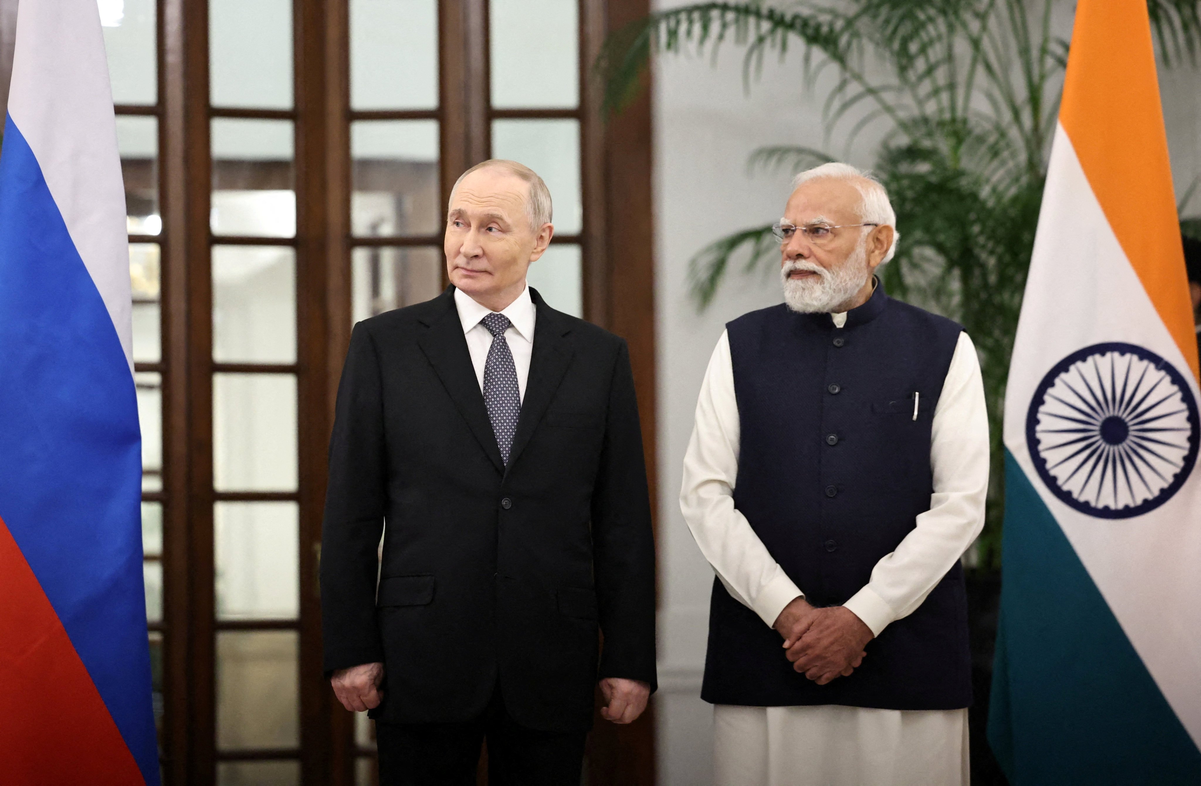 India’s Prime Minister Narendra Modi (right) meets Russia’s President Vladimir Putin in New Delhi, India, on December 5, 2025. Photo: Sputnik/Reuters