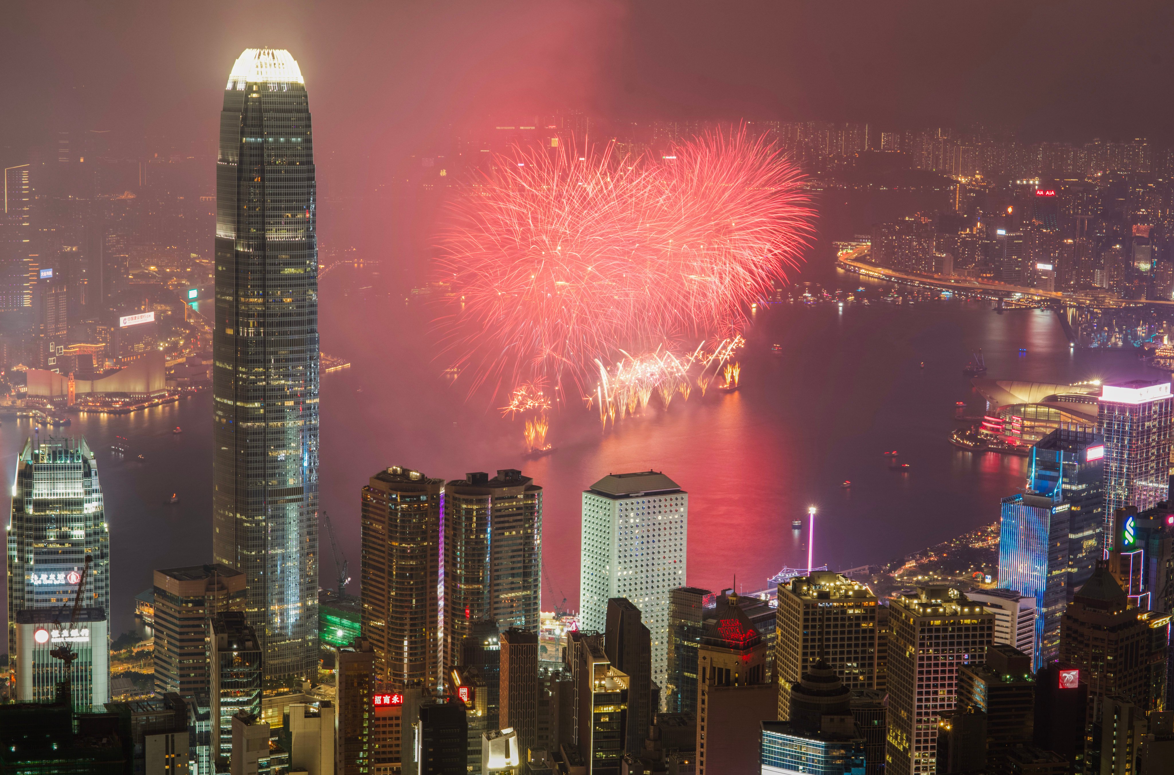 Lunar New Year fireworks in Hong Kong. Photo: Sam Tsang