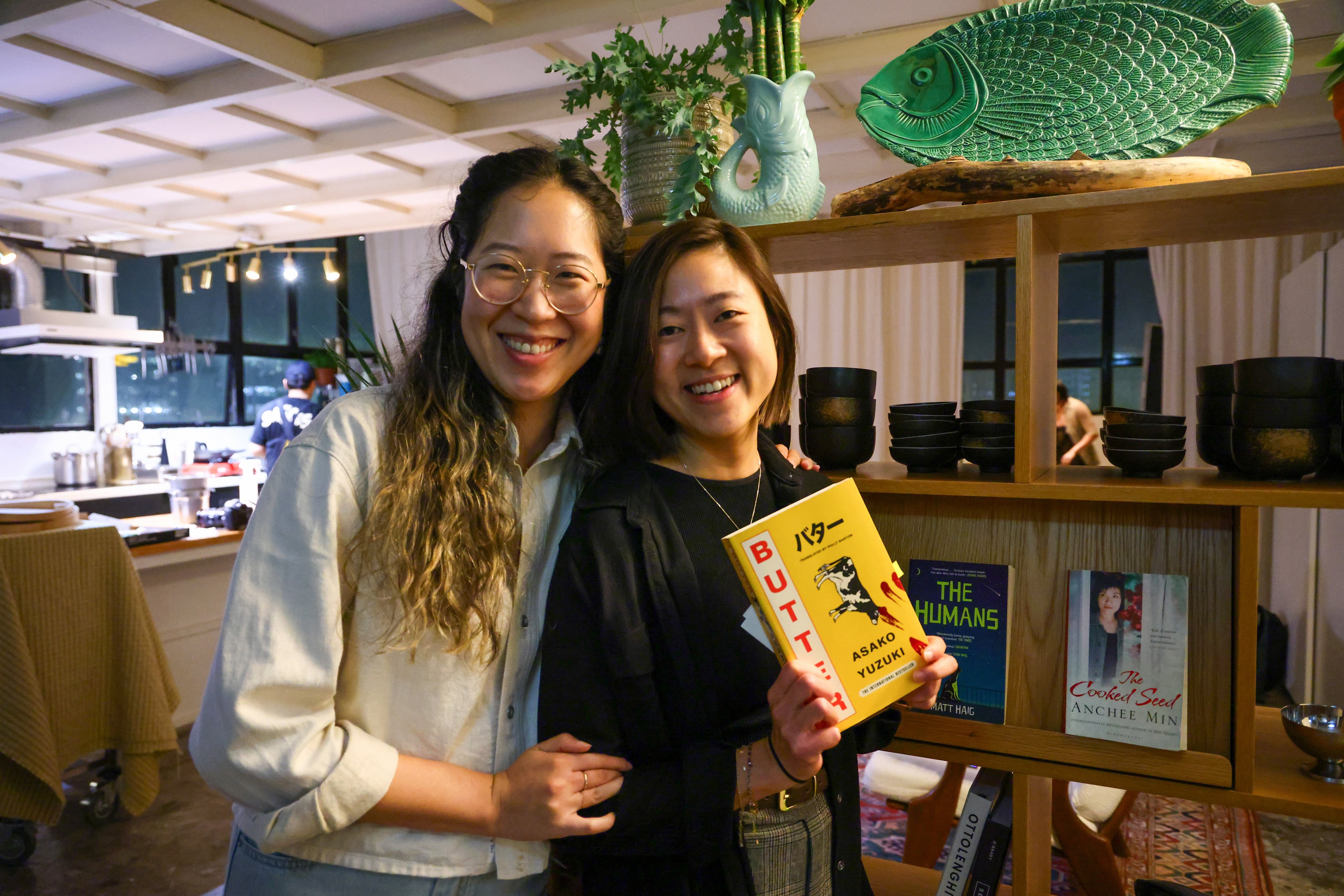 Diane Wang (left) and Jess Cheung, founders of Gentle Books, attend a literary dinner event in Chai Wan, Hong Kong. The city is seeing a rise in book clubs and events pairing dining and reading. Photo: Dickson Lee