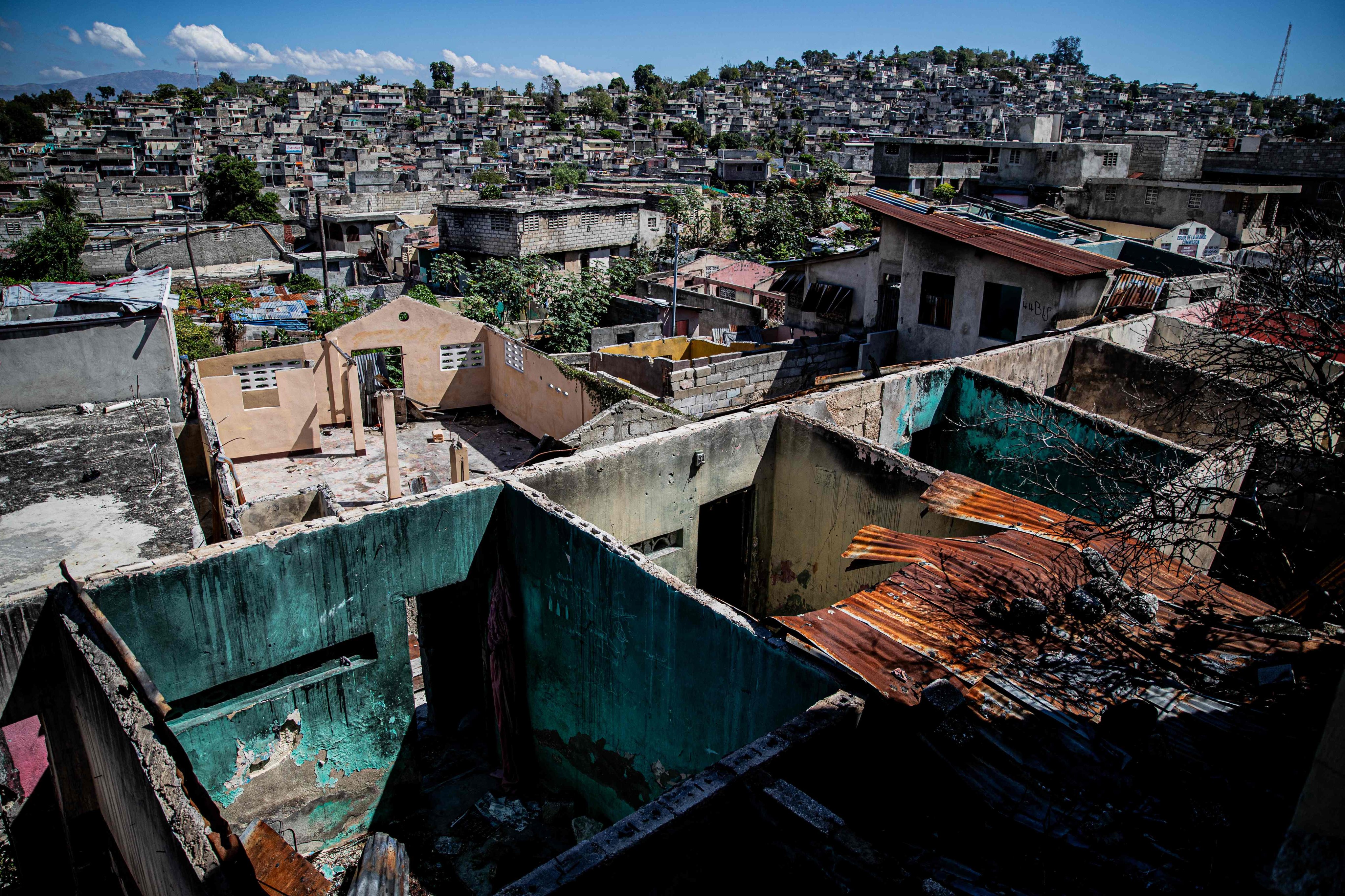 Houses destroyed by armed gangs in the Solino neighbourhood of Port-au-Prince, Haiti. Photo: AFP