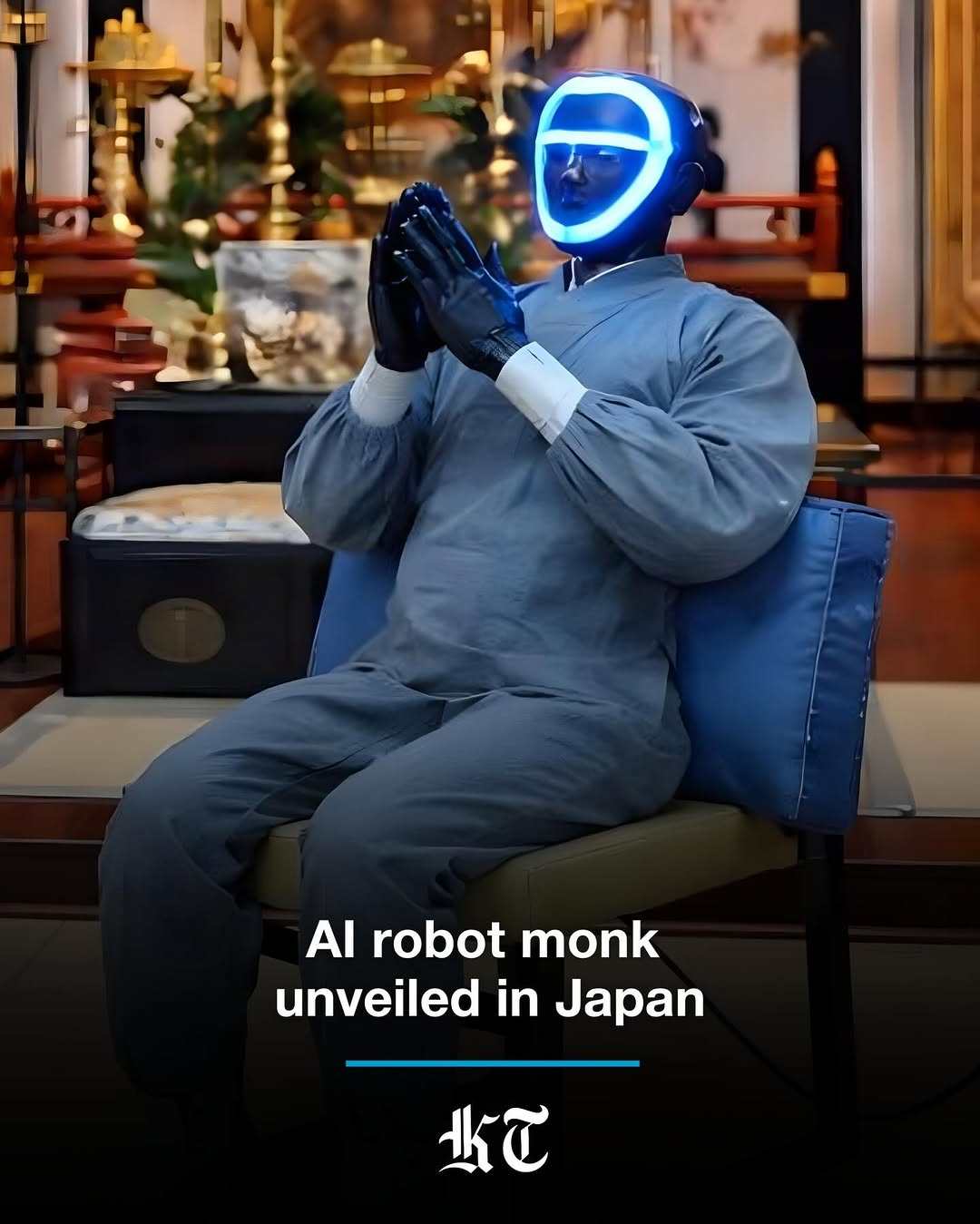 An AI robot monk Buddharoid blends Buddhist wisdom with humanoid robotics and AI advice. Photo: Instagram/Kuwait Times