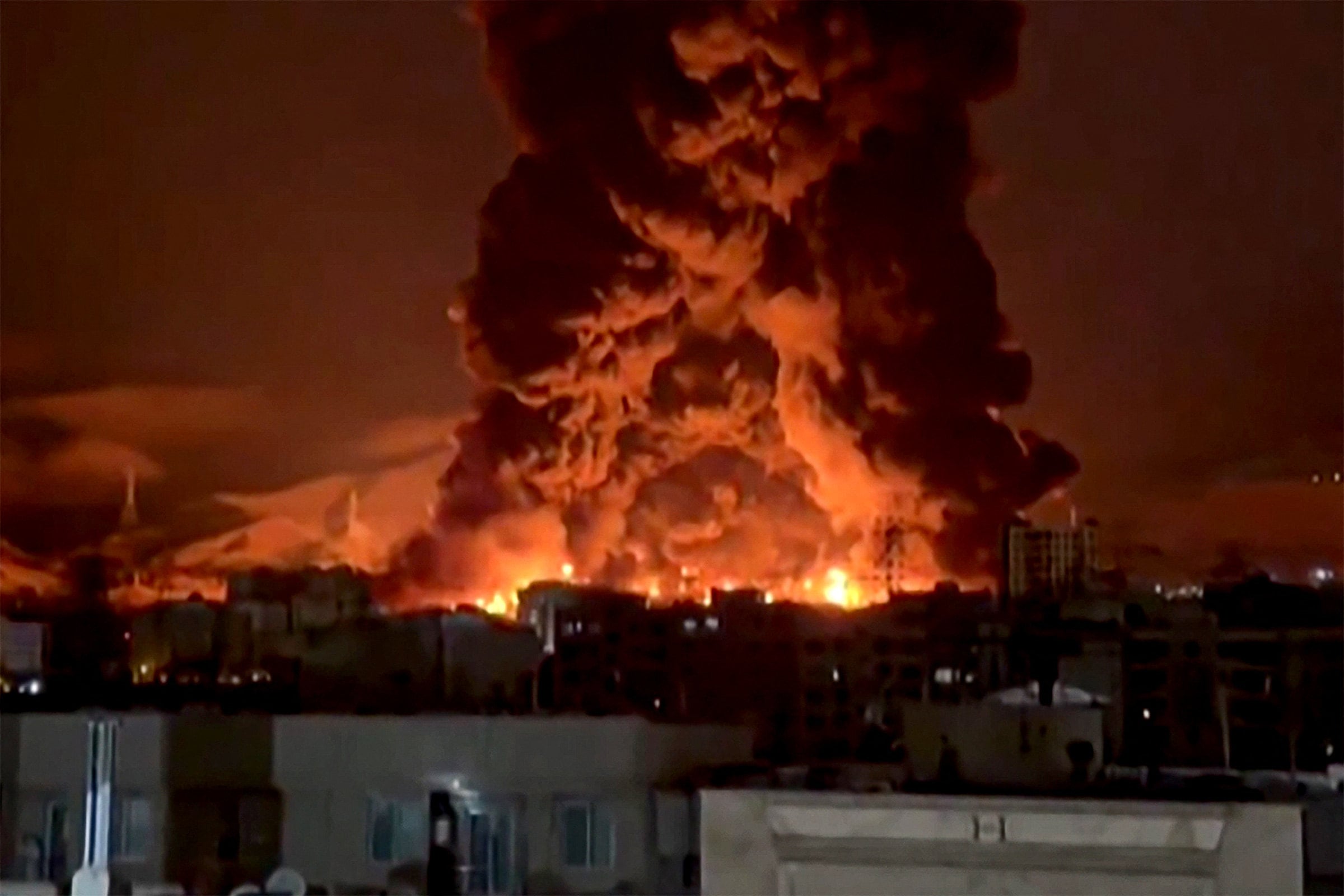 This video grab shows fire erupting at an oil depot in Iran’s capital Tehran after the United States and Israel launched strikes against Iran starting on February 28. Photo: AFP